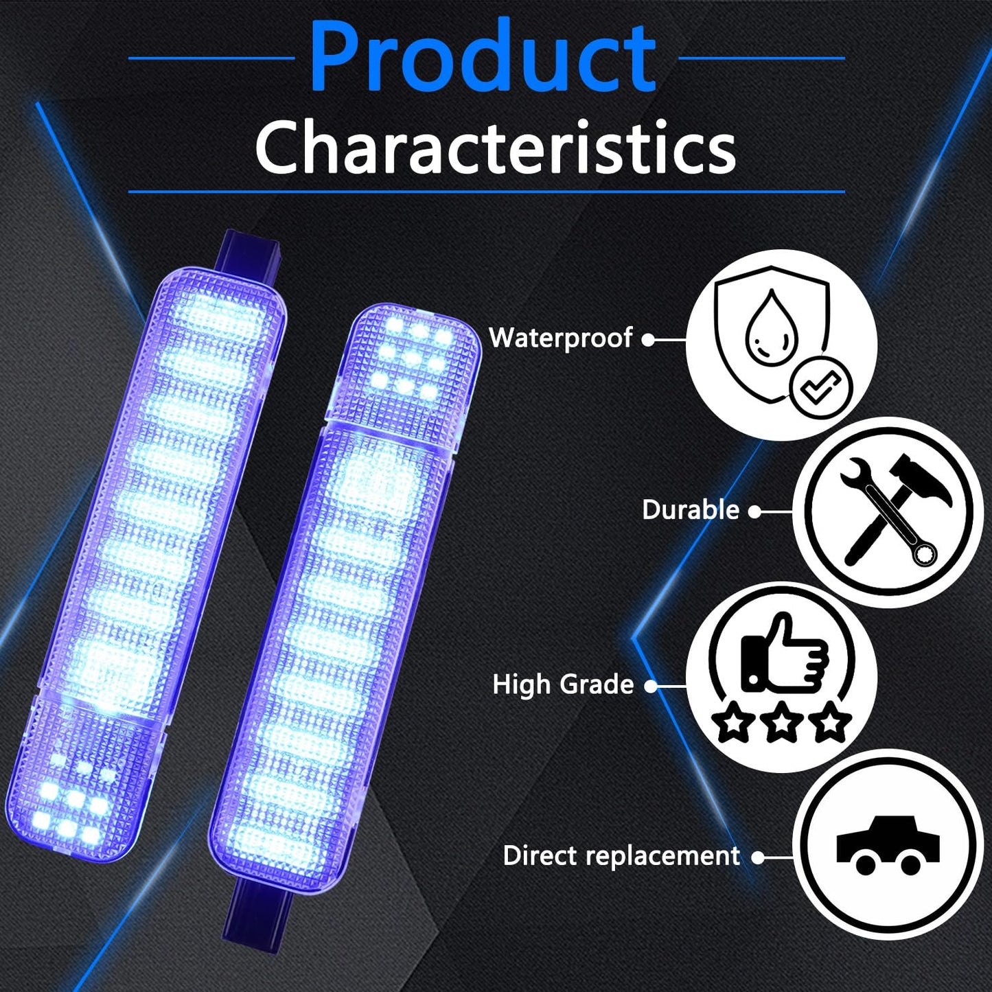 Afeisol Led Side Door Panel Lights Courtesy Light Fit For Chevy Sierra Gmc C/K  Yukon Silverado 1500 2500 3500 Avalanche  Suburban  Hum-Mer H2 4Pcs Car Interior Doors Panel Lighting Blue