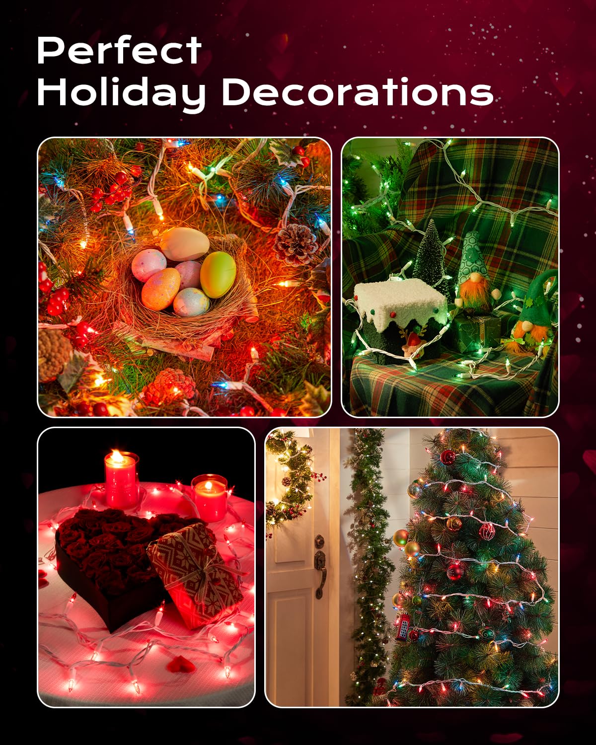Brightown Pink Mini String Lights  100-Count 26.5Ft Incandescent Bulb Valentine S Day Fairy Lights For Indoor Holiday Decoration  Christmas Tree Garland Wedding Party Multi-Use Decor  White Wire