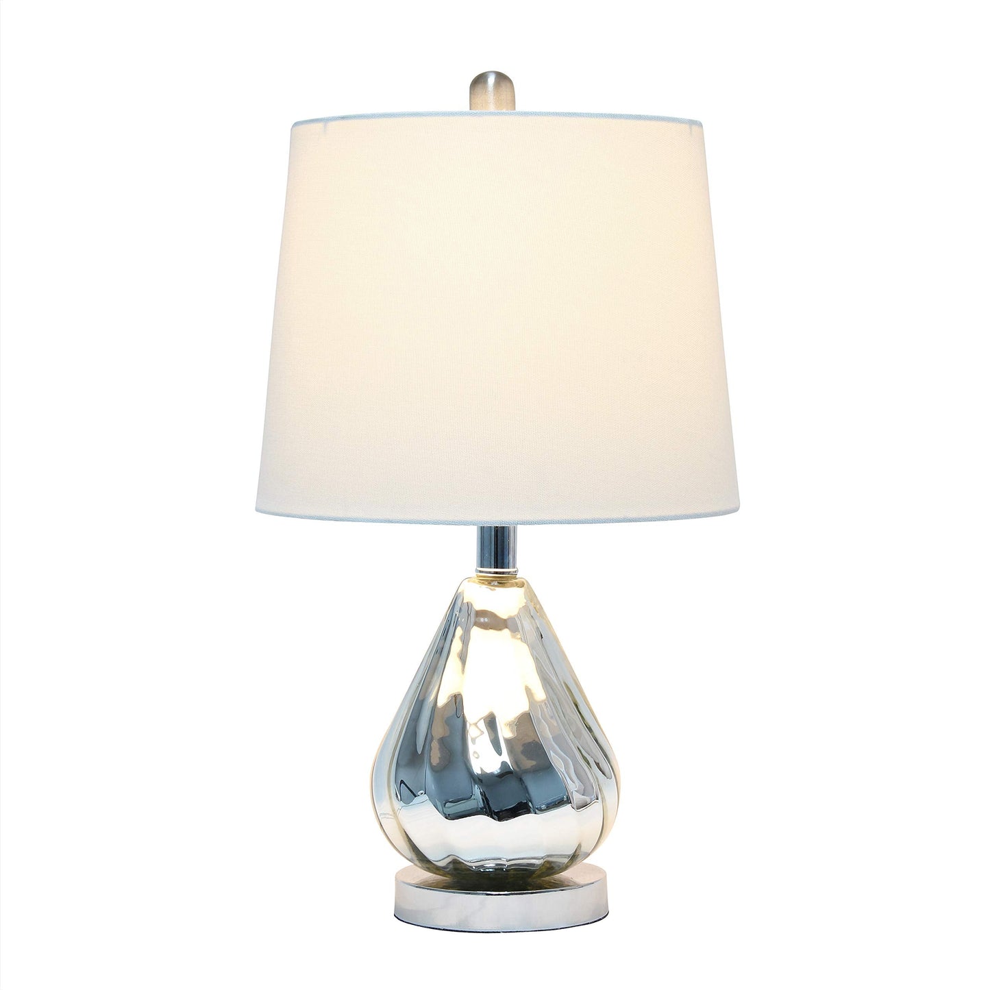 Elegant Designs Chrome Ripple Table Lamp, White Shade, Model LT3319-WHT, Fabric Material, Modern Home Lighting