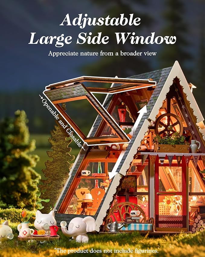 Rolife DIY Miniature House Kits A-Frame Cabin, Tiny House Mini House Building Kit for Teens, DIY Crafts for Adults, Birthday/Halloween for Parents Friends (A-Frame Cabin)