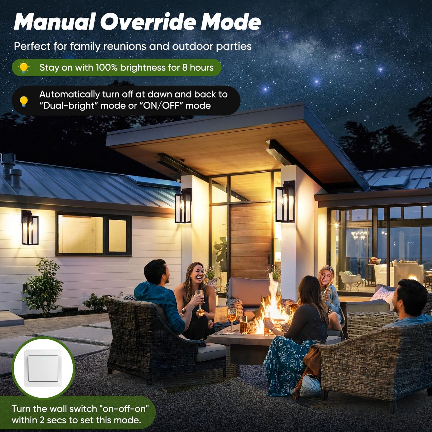 Beslowe Upgraded Motion Sensor Outdoor Wall Lights  15  Dusk To Dawn Porch Lights Outdoor Wall Sconce Lanterns  3 Lighting Modes Exterior Lighting Fixtures  Brown Outside Lights For House  2-Pack