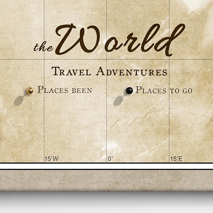 Canvas World Map with Cork Pin Board - English Lettering - Decorative Wall Decoration for All Rooms - Canvas Pictures with World Map Motif (70x50 cm, Pattern 3)