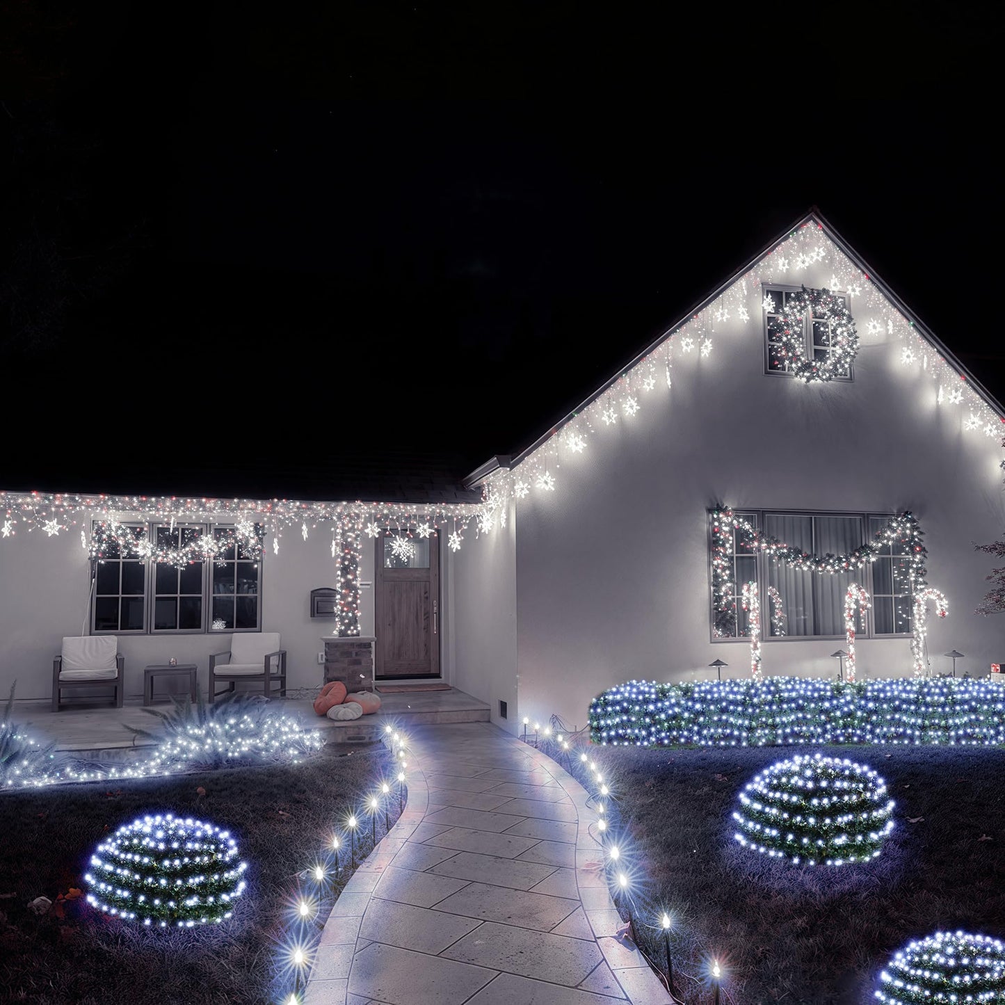 Blctec Christmas Net Lights 360 Led, 9.8Ft X 6.6Ft, Cool White, Waterproof, 8 Modes, Timer, Energy-Saving For Outdoor Decorations