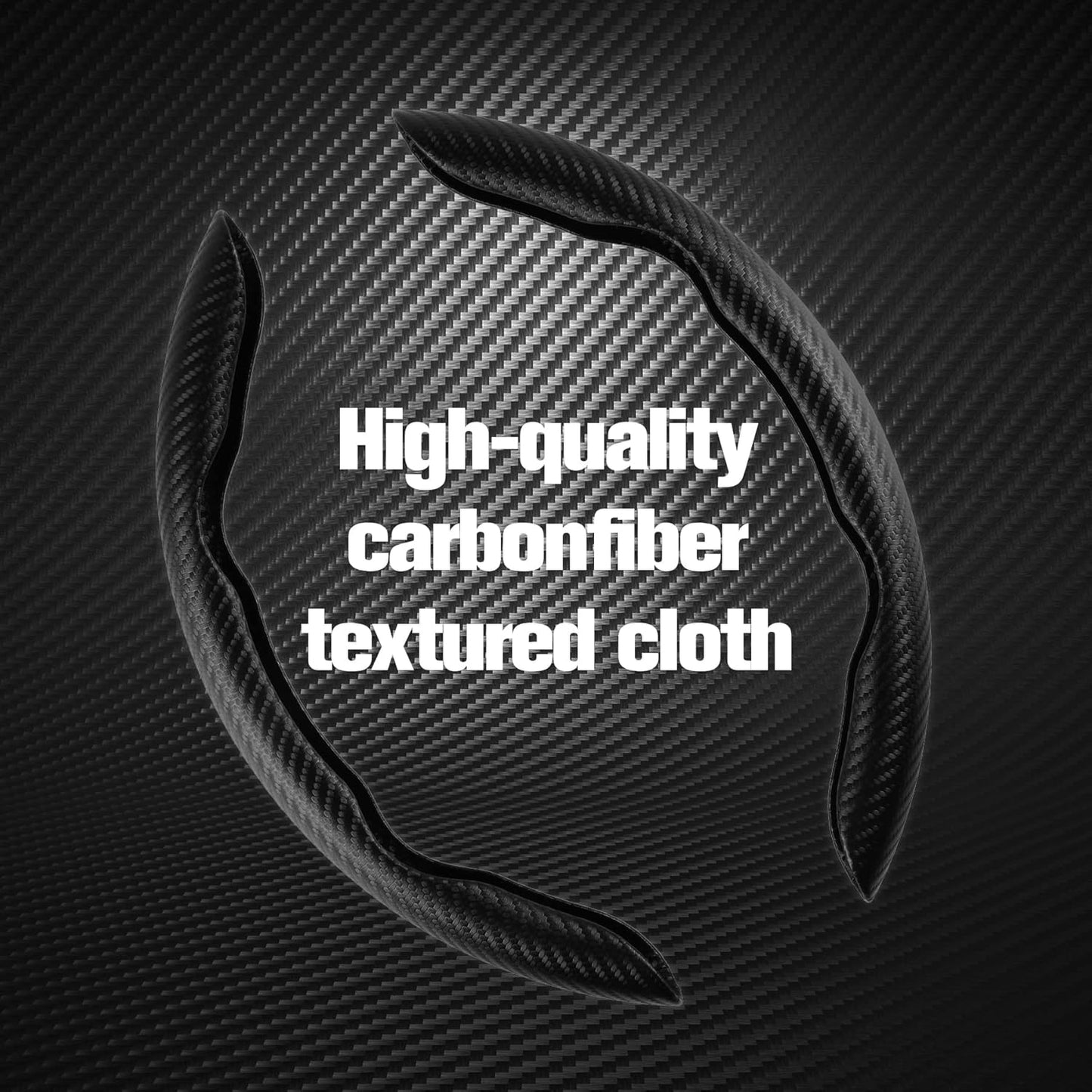 Amiss Carbon Fiber Anti-Skid Steering Wheel Cover, Universal Fit, 14.3 Inches, Black