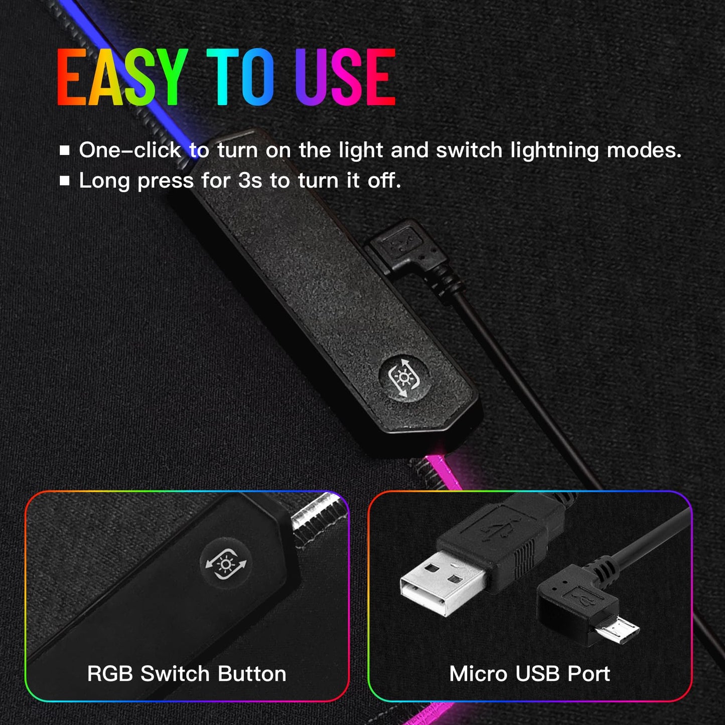 Stanoha RGB Mousepad LED Desk Mat Gaming Large Keyboard Cute Desktop Computer Laptop 14 Light XXL Long Giant Big Cool Modern Design Unique for Men Boys Gamer Oversized Wide 30x12'' Mousepad, Topo