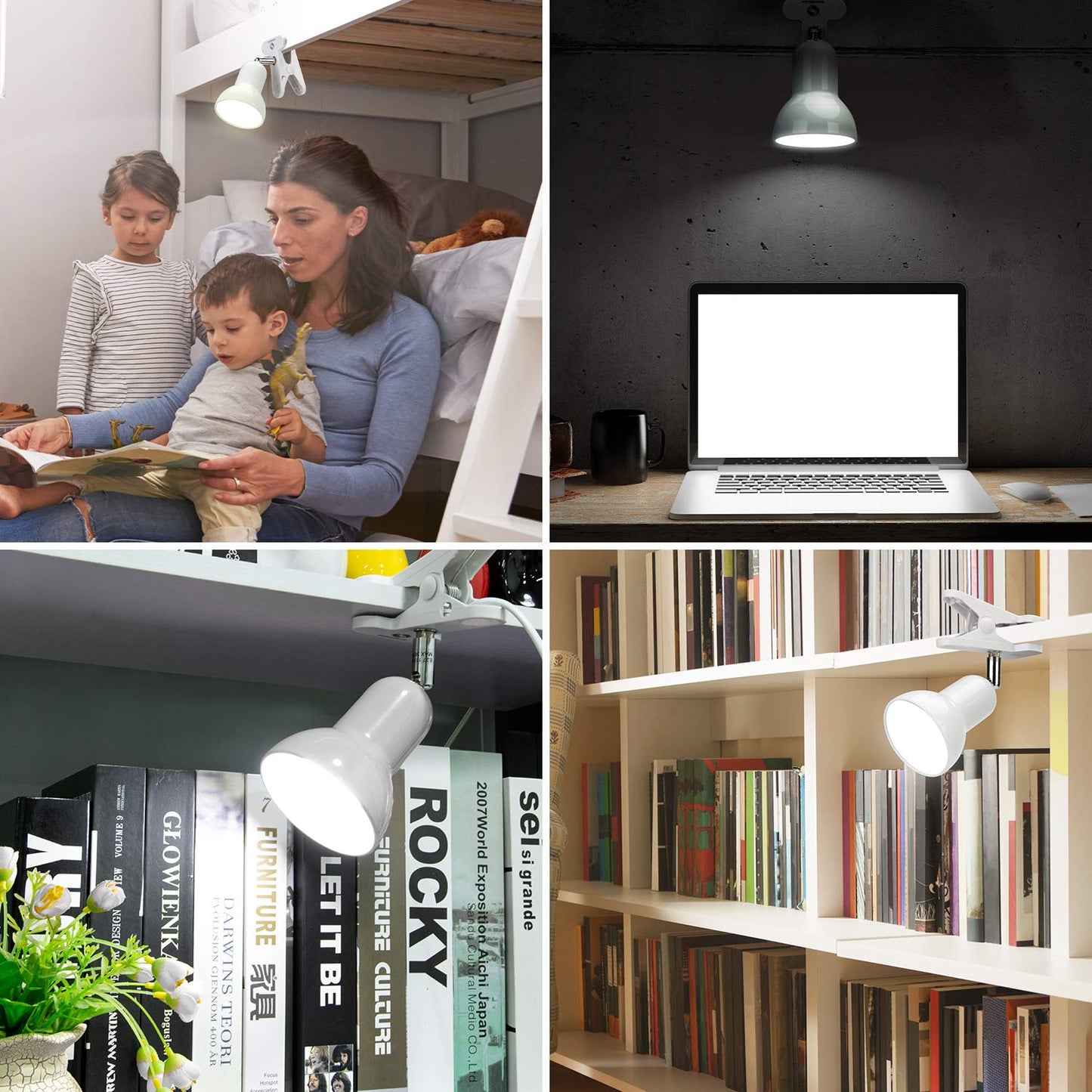 Sun-Rising Clip on Lamp - 360° Rotation, Portable Book Reading Light, 4.53inx4.53inx3.5in, Metal, Red, Model SUN-88