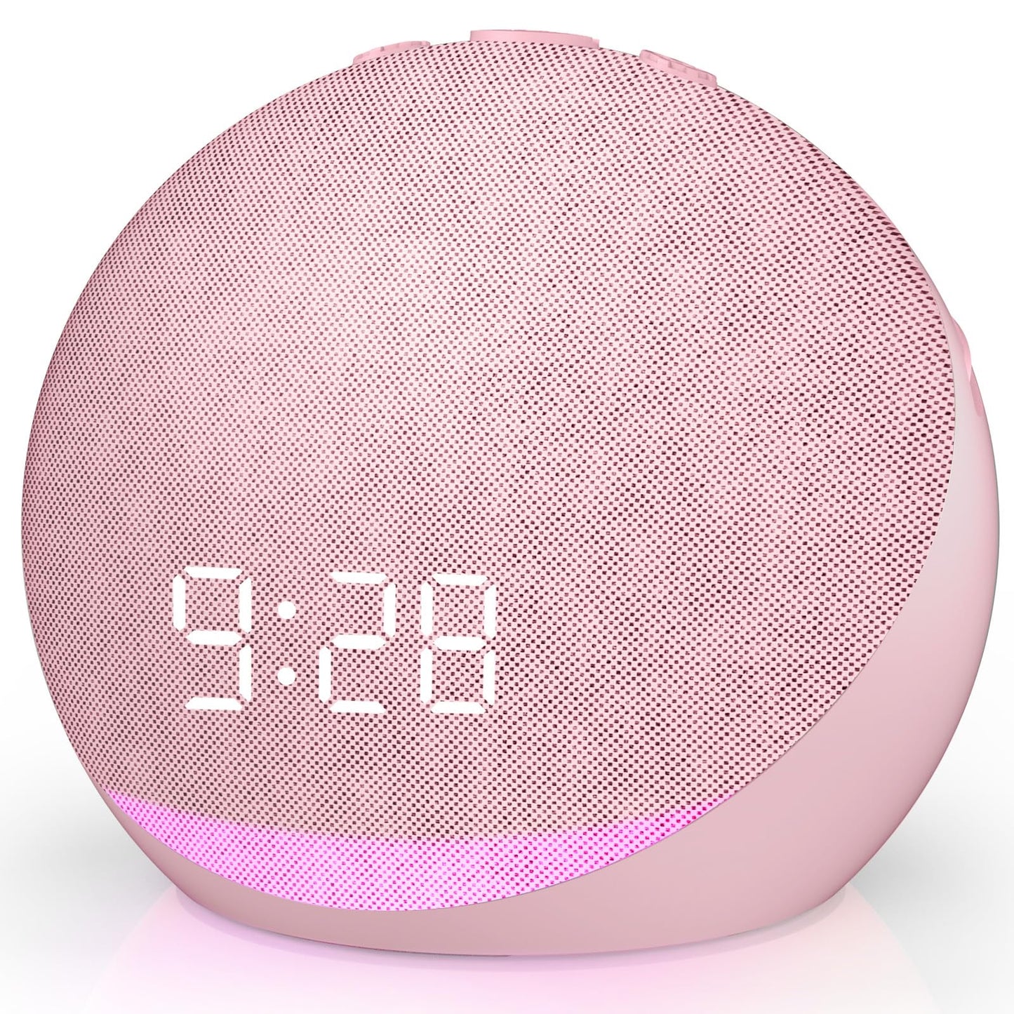 Sound Machine Alarm Clock for Bedroom: 25 Natural Sleep Sounds - White Noise Machine for Adults Kids Baby - Gentle Wake Up Alarm with Bluetooth Speaker - Pink
