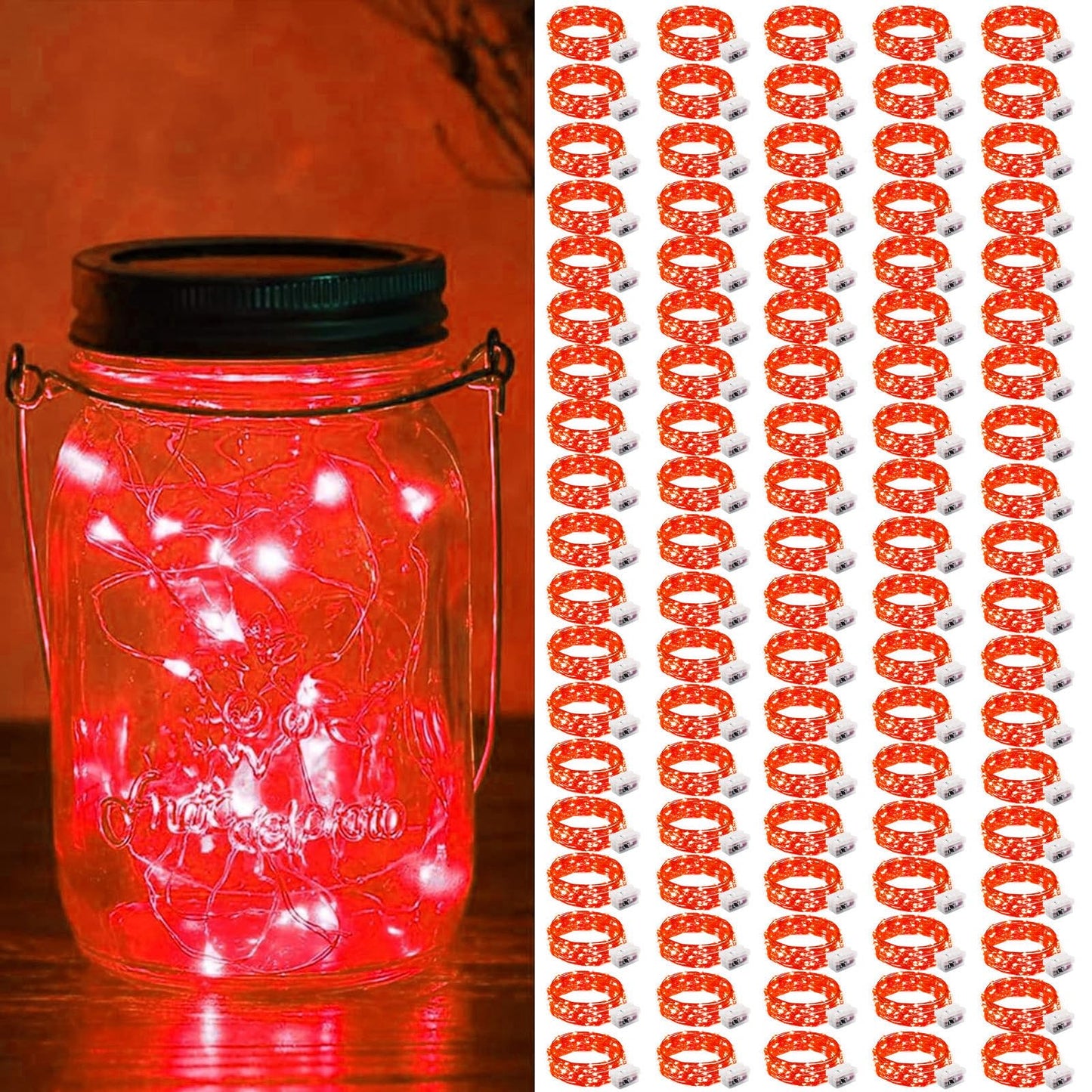 Zgwj 100 Pack Fairy Lights Battery Operated  7Ft 20 Mini Led Fairy String Lights Silver Wire 3 Modes For Diy  Parties  Wedding  Bedroom  Halloween Christmas Decoration Red