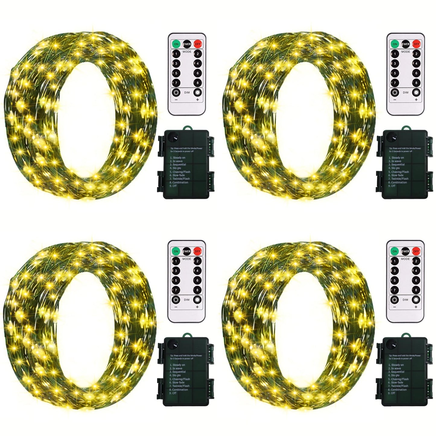 ZAIYW Battery Fairy Lights 50 LED 16.5Ft Dark Green Copper Wire Waterproof with Remote Timer, Warm White, Model DB200