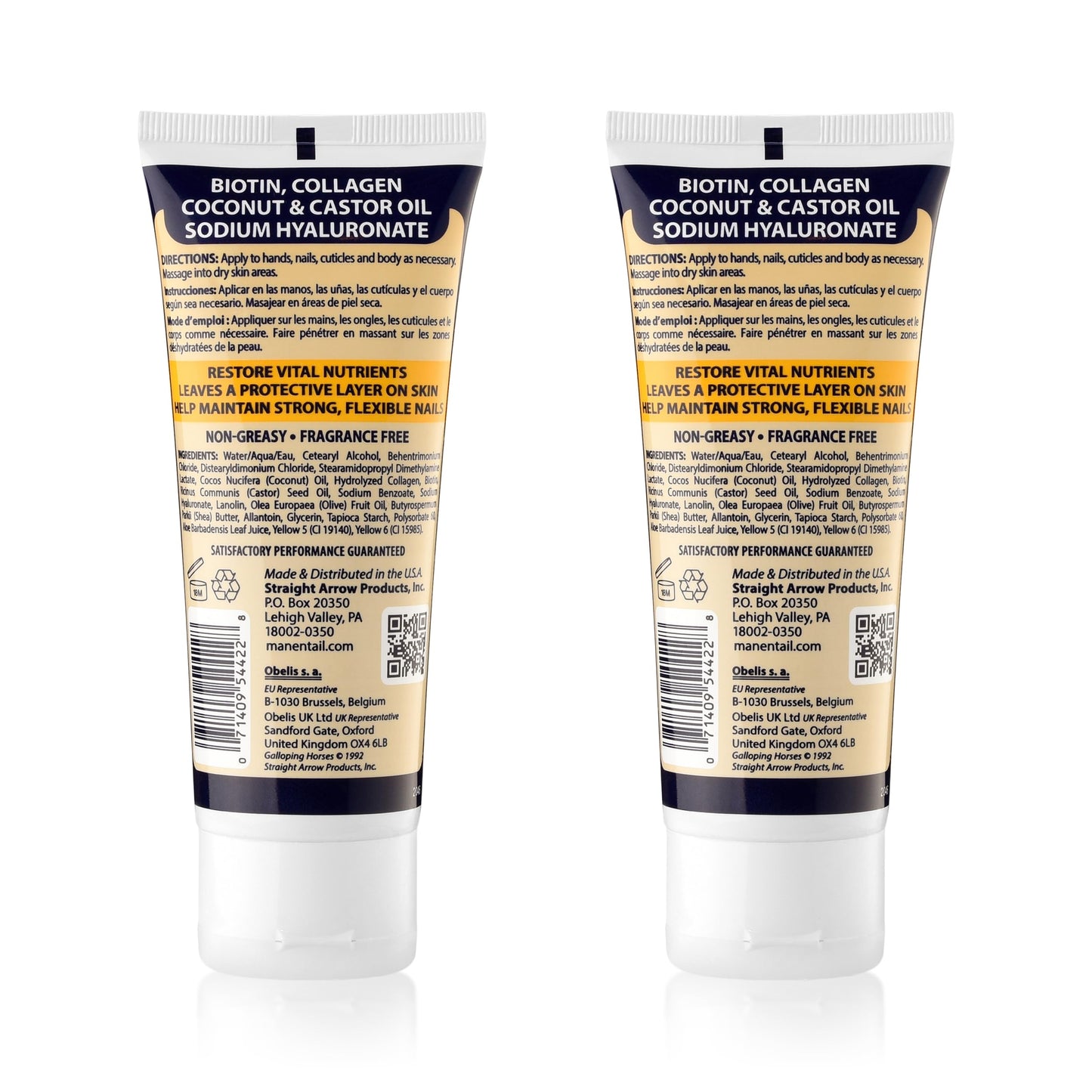 Mane 'n Tail Hoofmaker Hand & Nail Therapy (3.4 Oz Each, 2 Pack) - Fragrance-Free, Biotin & Collagen-Enriched Moisturizing Cream