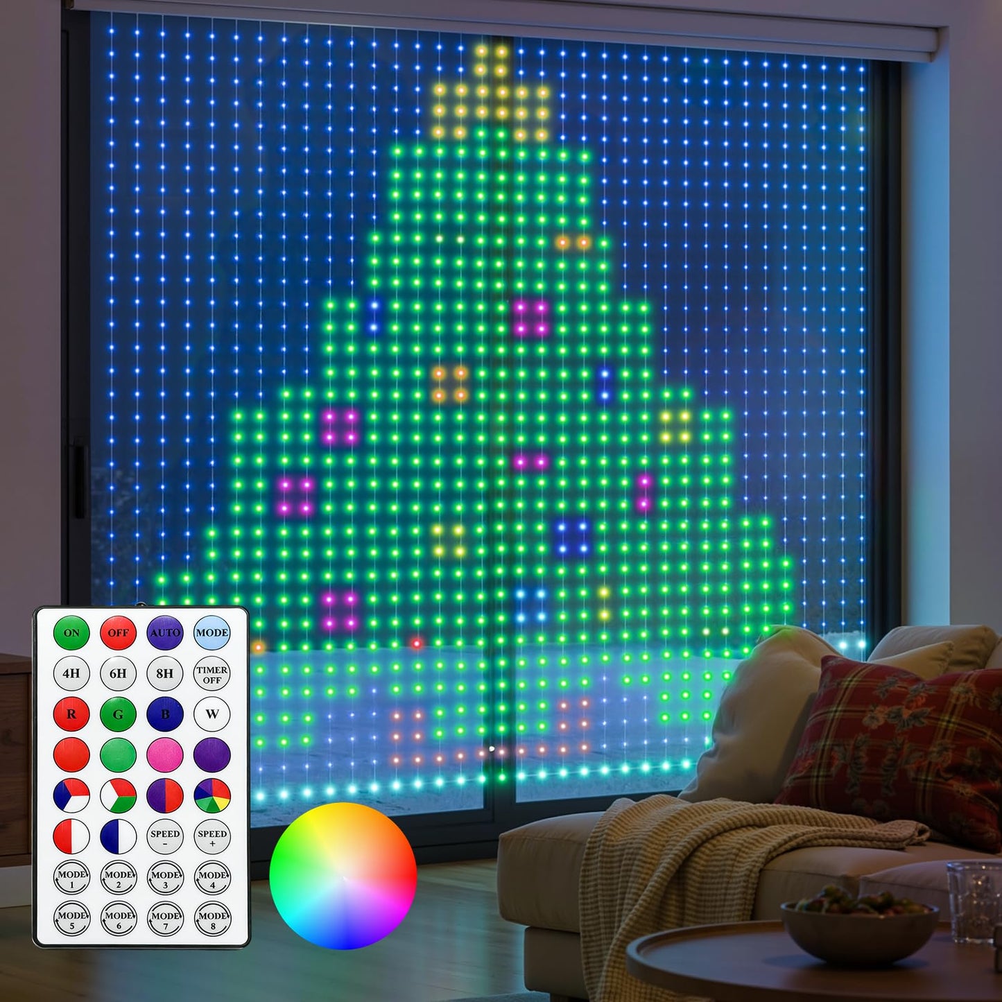 Brightown 540 Rgbic Led Smart Curtain Fairy Lights  4.9X6.6Ft Dynamic Color Changing Christmas String Lights With Remote  Ip65 Waterproof Smart Wall Window Lights For Bedroom Living Room Garage
