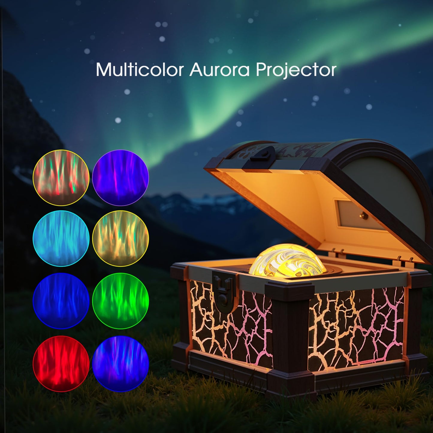 L LOHAS LED Treasure Projector Night Light, Galaxy & Northern Lights, Timer & Remote, Model USA-YKFW03209USB, Pink