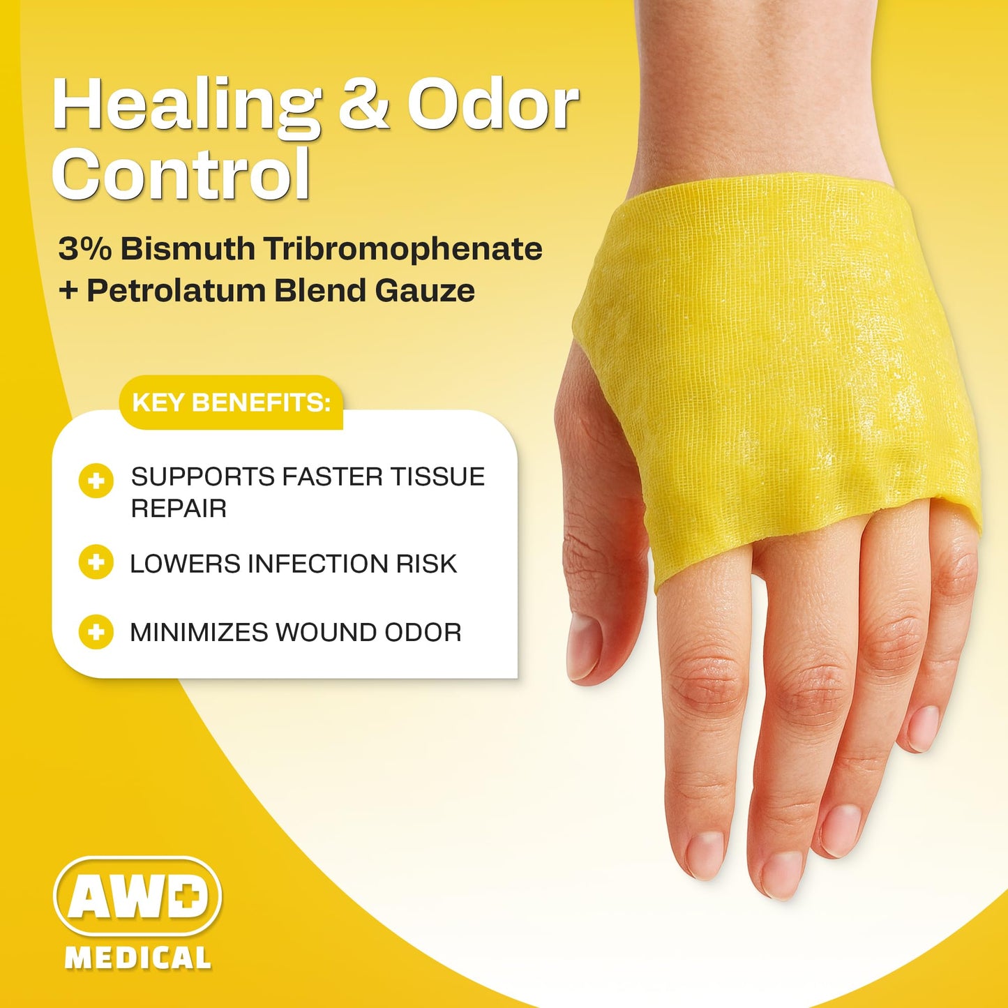 AWD Medical Xeroform Petrolatum Dressing 5x9 - Non-Adhering Gauze Pads - Fine Mesh Gauze Patch Sterile - Healthcare Supplies for Wound Care, Burns, Lacerations, & Skin Grafts Aide (Box of 25, 5"x9")