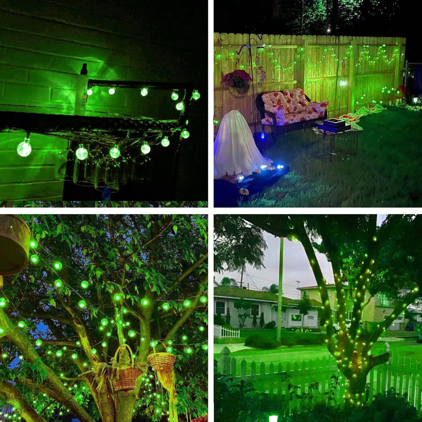 LORRYTE 2-Pack Solar String Lights, 100 LED, Waterproof, 64FT, Crystal Globe, Green, Model SSLGW