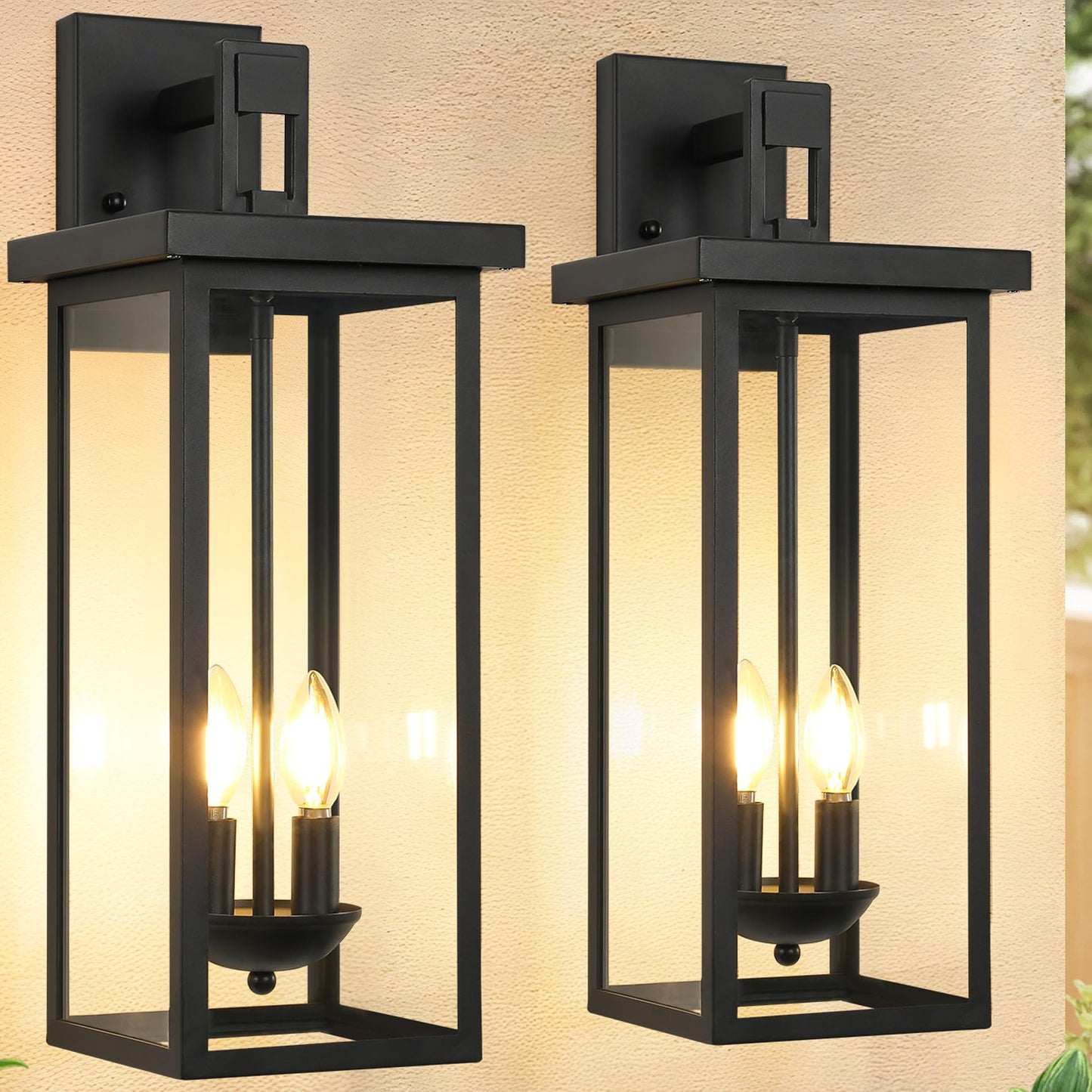 Zsmaiku 22 Inch Large Black Outdoor Wall Lights Exterior Lighting Fixtures Outside Lights For House Front Porch Light Waterproof Outdoor Wall Sconce Light Carriage Exterior Lights E12 Base*2