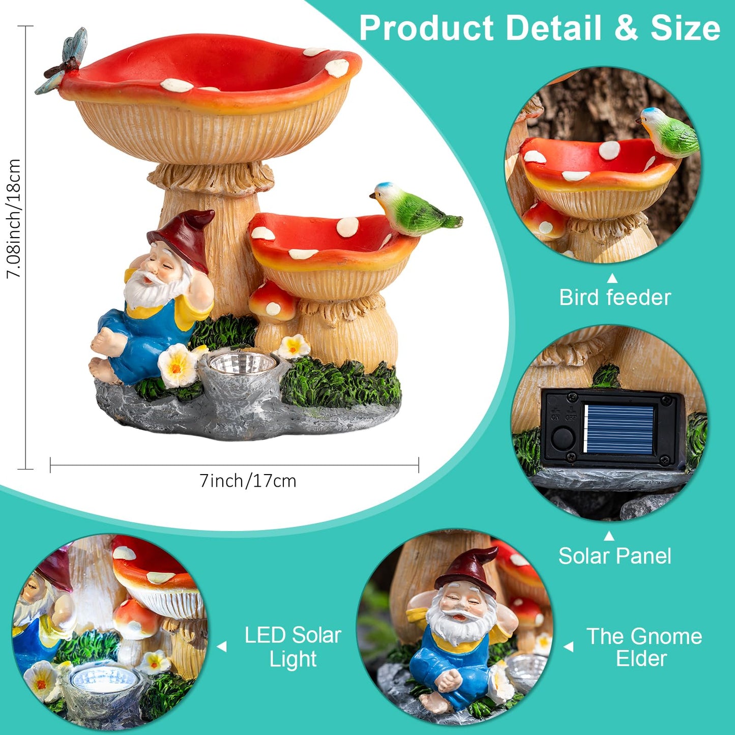 Zqqlite Solar Gnome Statues Figurine Lights - Garden Lighting Outdoor Decorations  Gnome Sleeping Under Mushroom  Yard Art Lawn Ornaments For Porch Patio Balcony - Gnome Gifts For Women Mom