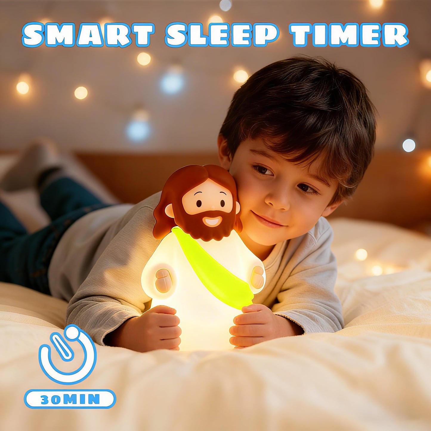 Magical Jd Little Jesus Night Light Mini Jesus Silicone Lamp Dimmable Nursery Nightlight For Kids Rechargeable Bedside Touch Lamp Perfect For Christmas  Easter And Baptism Gifts (Yellow)