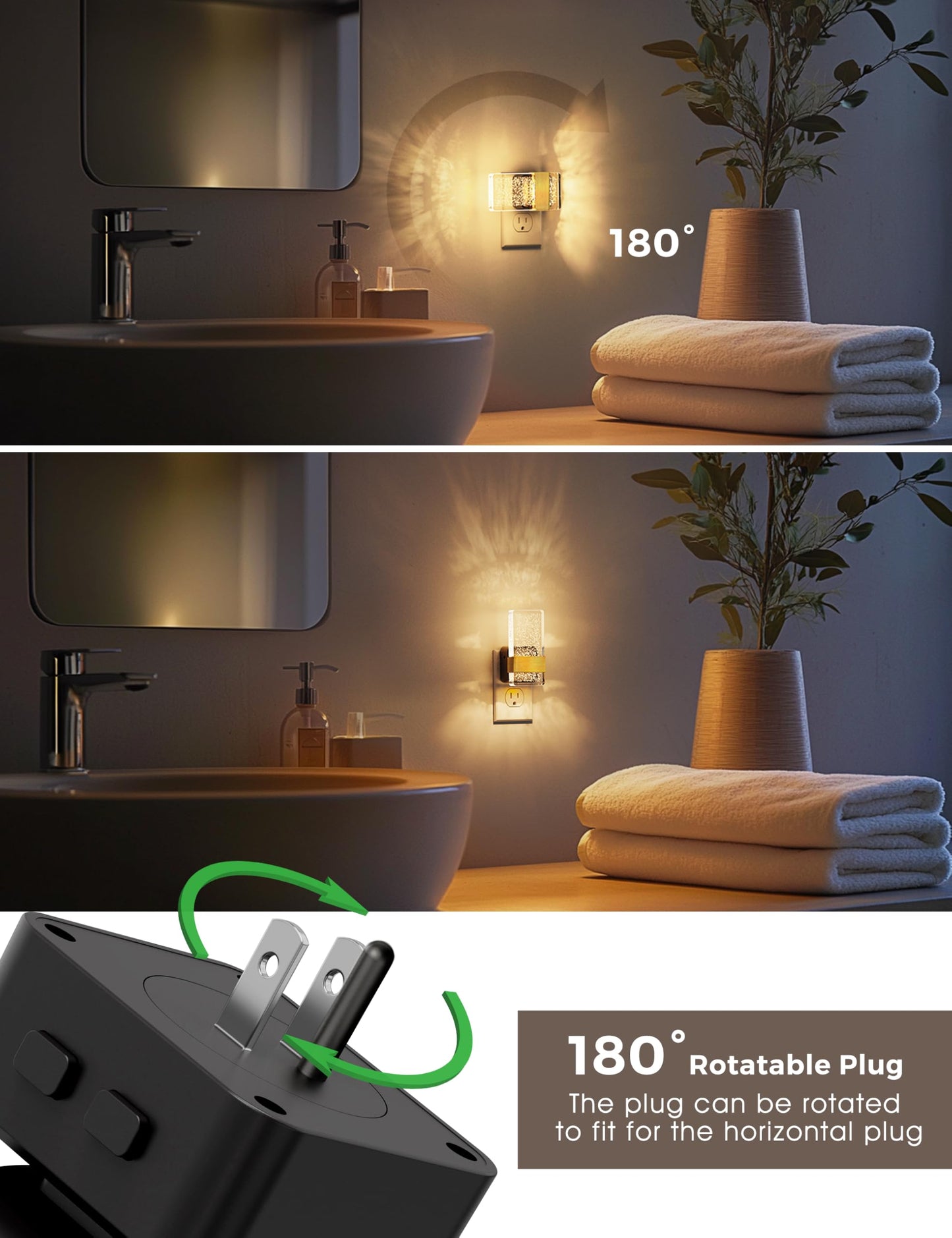 L Lohas Led Night Lights Plug Into Wall [2 Pack]  Color Changing Night Light With Dusk To Dawn Sensor  Rgb 180?Rotating Night Light  0-100Lm Dimmable Nightlight For Kids  Bathroom  Hallway Gift