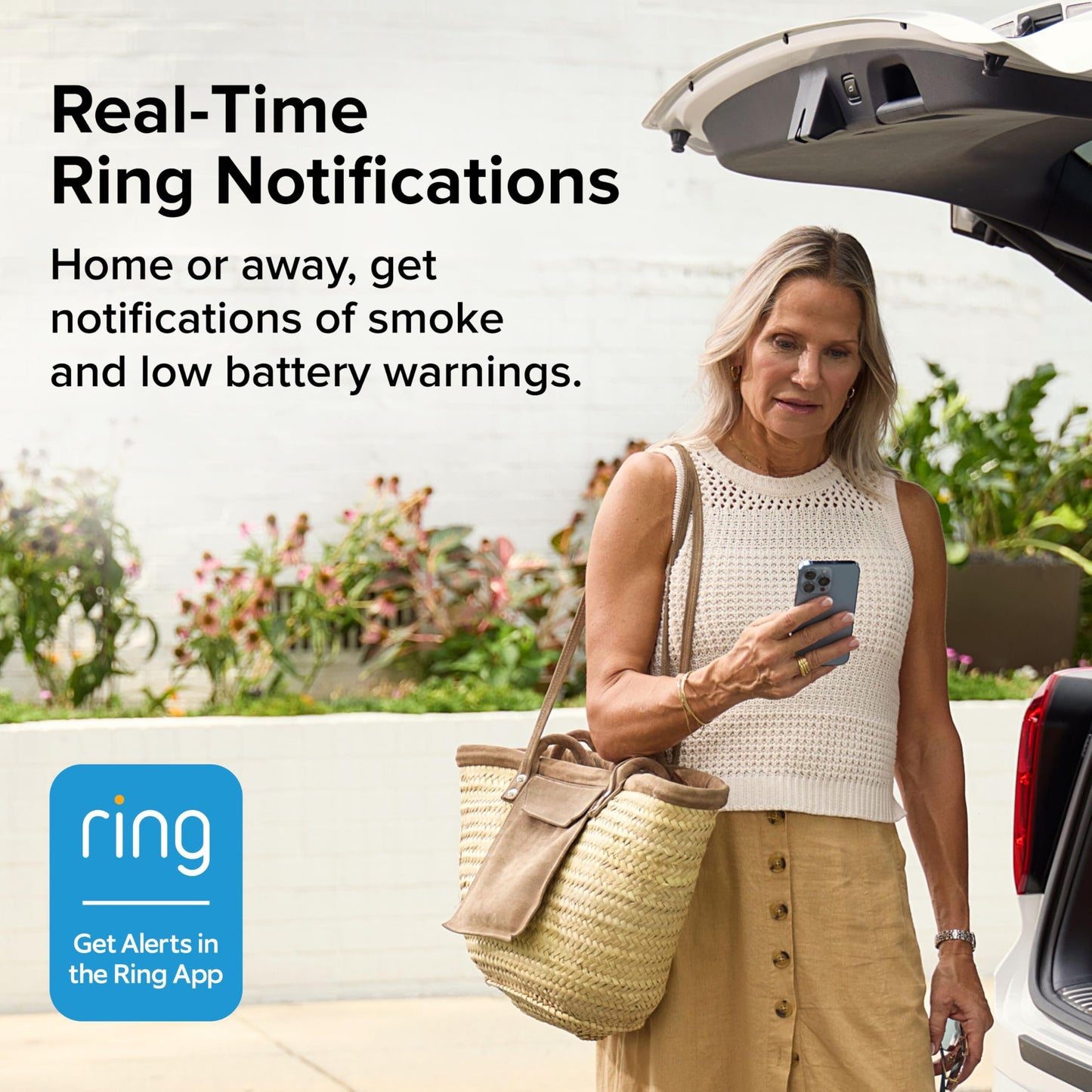 Kidde Smart Smoke Detector, Ring App Enabled for Real-Time Notifications, Hardwired Alarm, AA Backup Battery