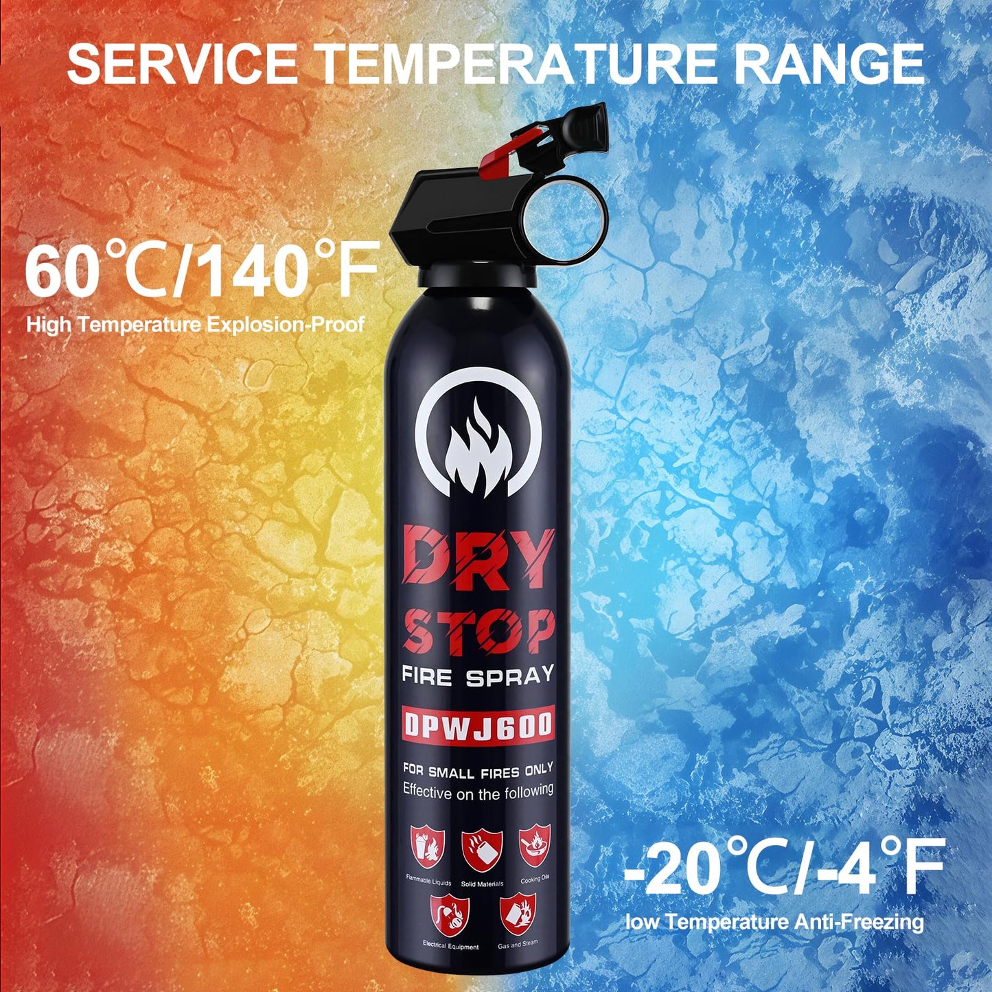 2Pack Dry Stop Fire Spray for Home - Auto Fire Extinguisher for Truck Vehicle, 600g Dry Chemical Powder A B C Fire Extinguisher for Kitchen, Car, Boat, Marine, Portable Use (2 Blue)