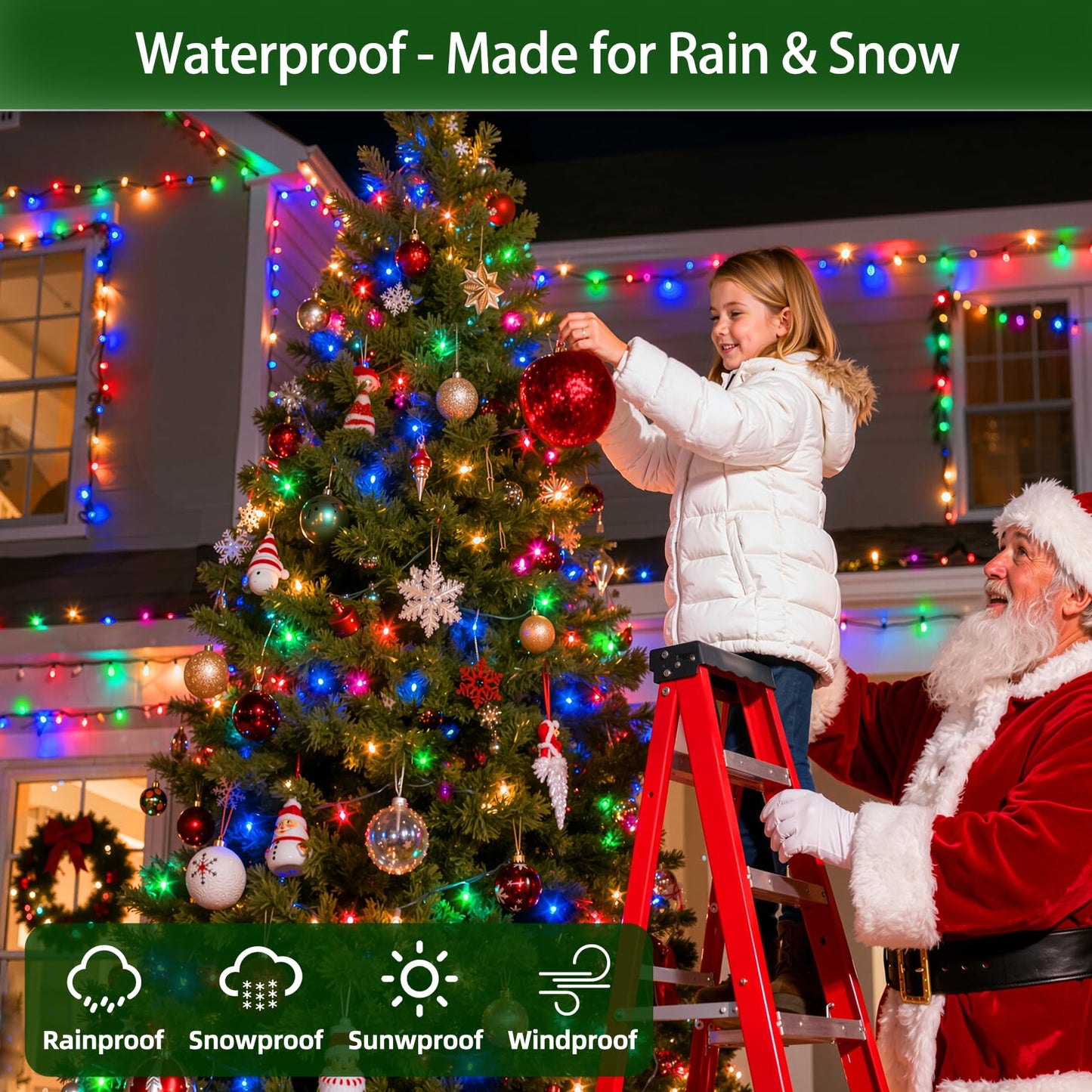 Quhuatu 750 Led 240Ft Christmas Lights Outdoor 12 Lighting Modes Christmas String Lights With Timer  Dimmable Multicolor Led Stringlights Waterproof For Yard Tree Wedding Party Holiday Multicolor