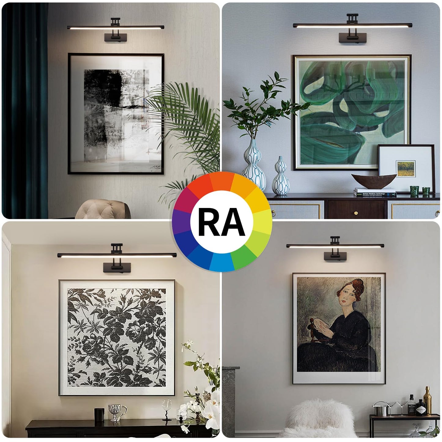 Yumcrelect Led Battery Operated Picture Lights With Remote Wireless Art Lighting For Wall 23.6 Inch Rechargeable discomfort-reducingting Light Black Frame Lights Dimmable 3Cct Gallery Light For Library Portrait