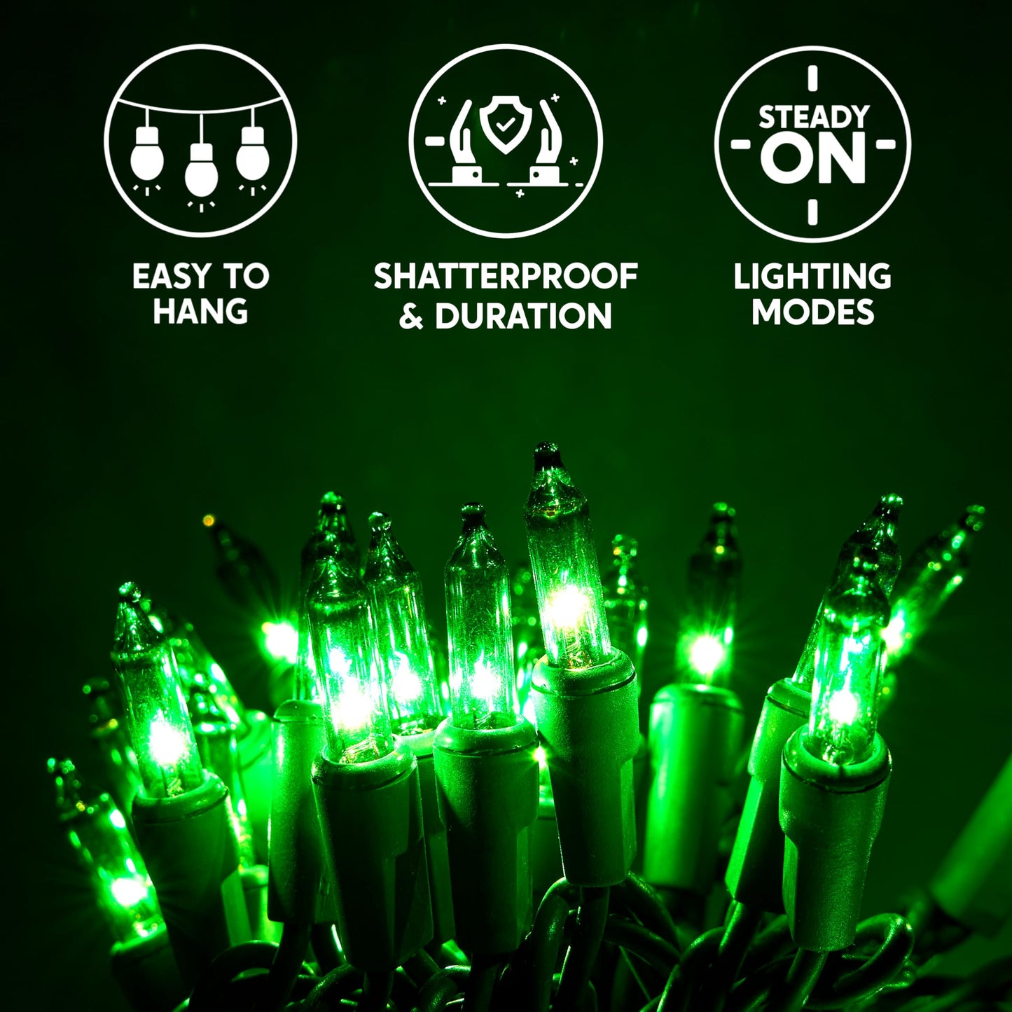 Joiedomi Green Christmas String Lights 100 Count 22.3Ft Christmas Fairy Tree Lights Plug In For Indoor Outdoor Xmas Decorations Patio Holiday Theme Party Yard House Green Wire