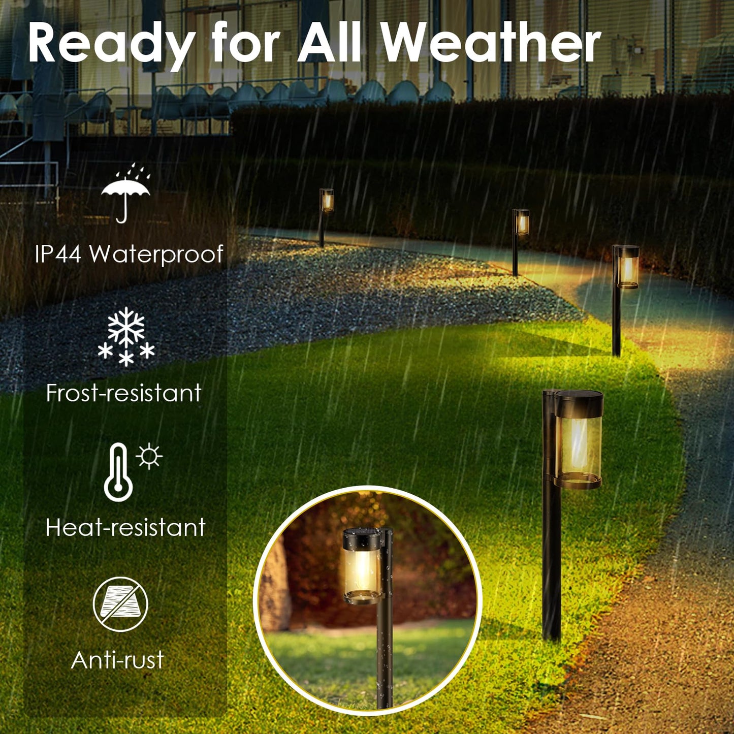 Mancra Solar Pathway Lights Outdoor, 10 Pack Metal & Glass Solar Lights Outdoor Waterproof Landscape Path Lights for Outside Yard Lawn Walkway Driveway Garden Decor
