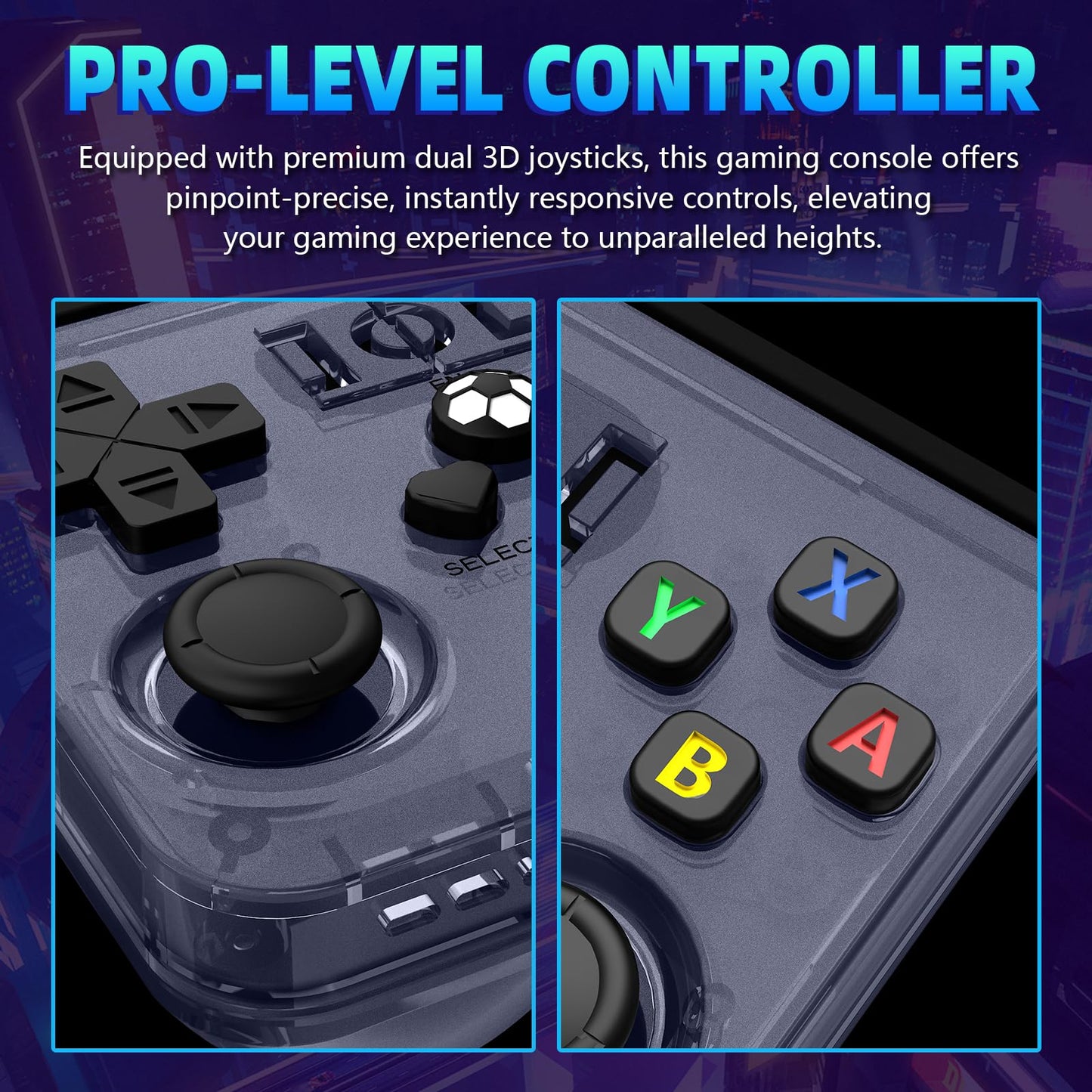 R36MAX Retro Handheld Game Console - 64GB Preloaded Classic Video Games, Support 30+ Simulators, Linux-Powered Portable Game Emulator Console with 4.0-in HD IPS Screen (Transparent Gray)
