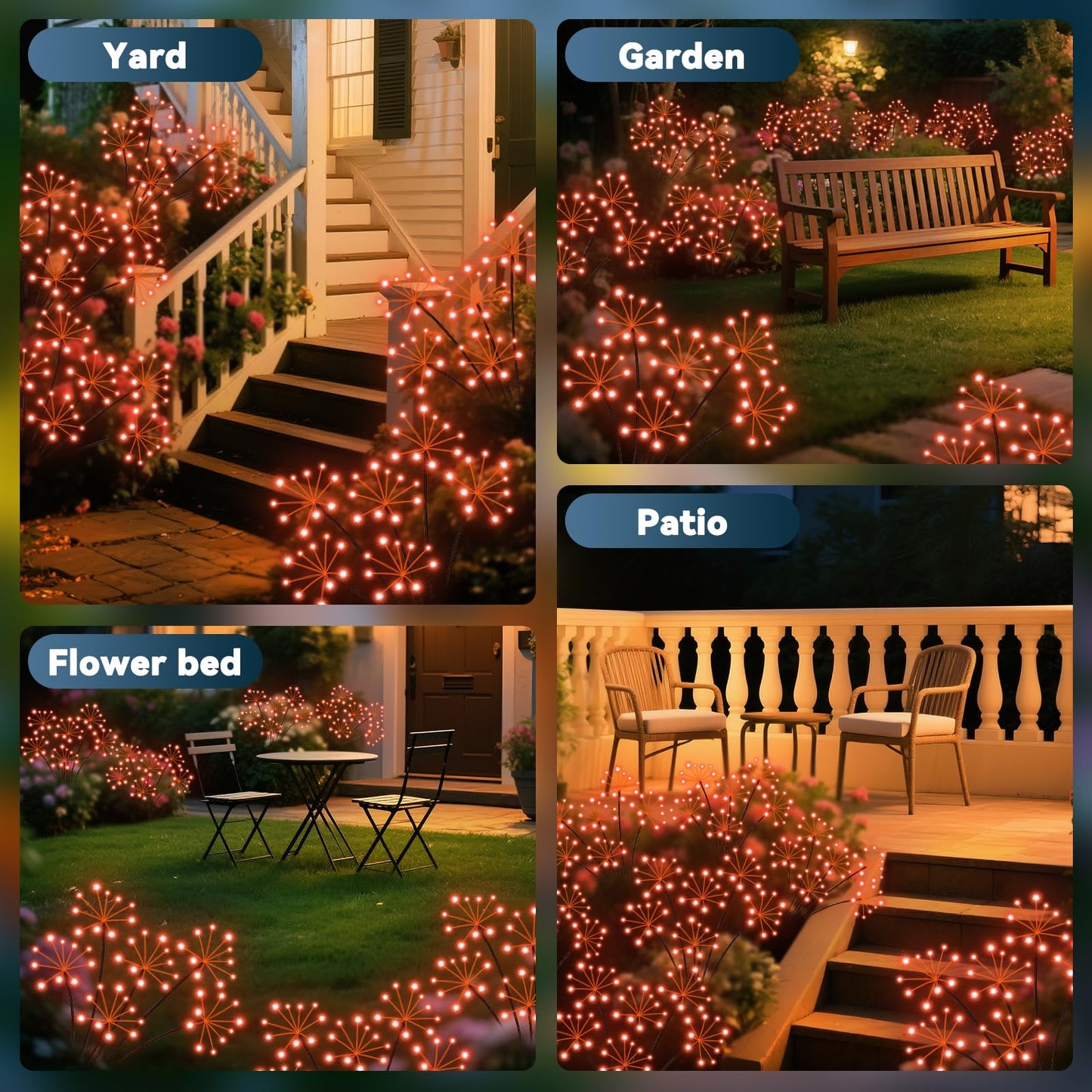Solar Garden Lights 2 Pack Waterproof Swaying Starburst Light Solar Outdoor Lights For Yard Patio Walkway Pathway Party Wedding Decoration  Unique Gifts For Women  Orange