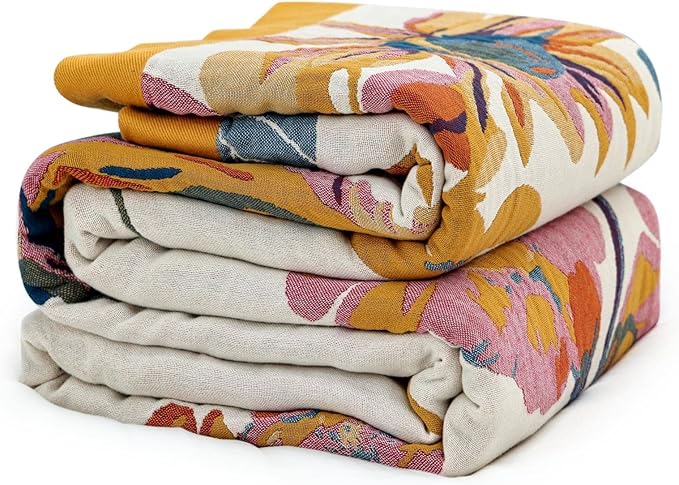 MSGKV Boho Throw Blanket Queen Size 90" x 90" Warm Blanket for Couch and Sofa Blankets Cover for Living Room Fall Throw Cozy Blankets