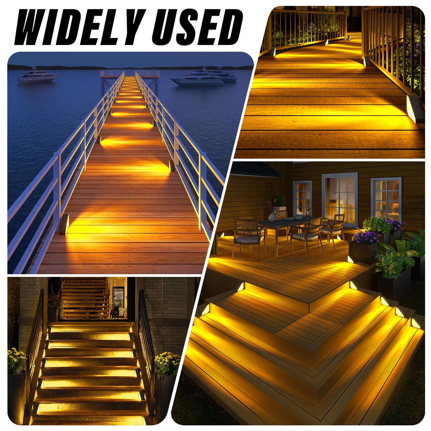 Roshwey Solar Step Lights Outdoor Waterproof  8 Pack Triangle Solar Stair Lights For Outside  Led Deck Light Outdoor Decor Lighting For Patio Porch Backyard  Warm White