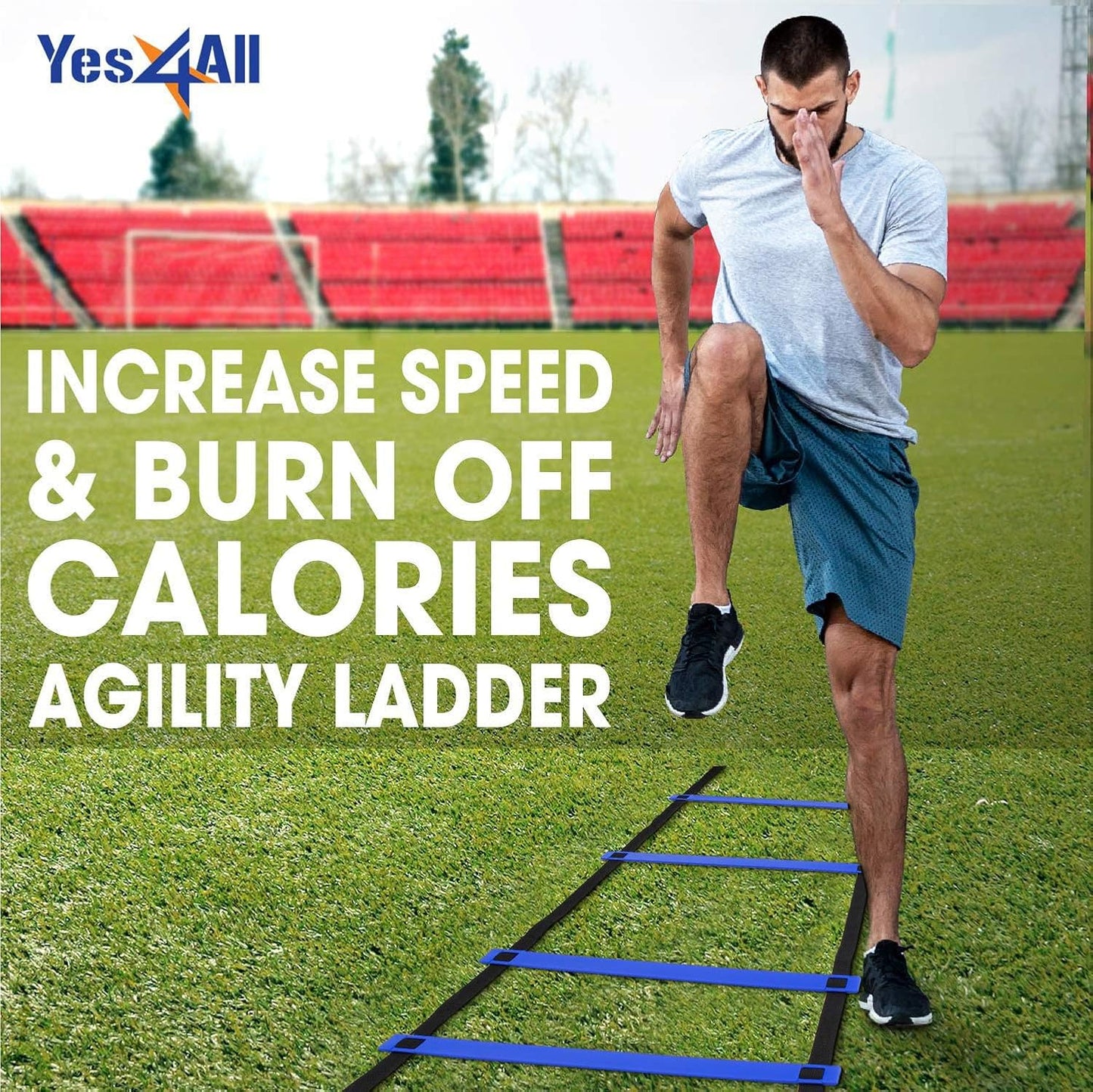 Yes4All Agility Ladder Speed Training Equipment, Adjustable Football Ladder for All Ages with Carry Bag, Durable, Portable, Multiple Colors & Rungs