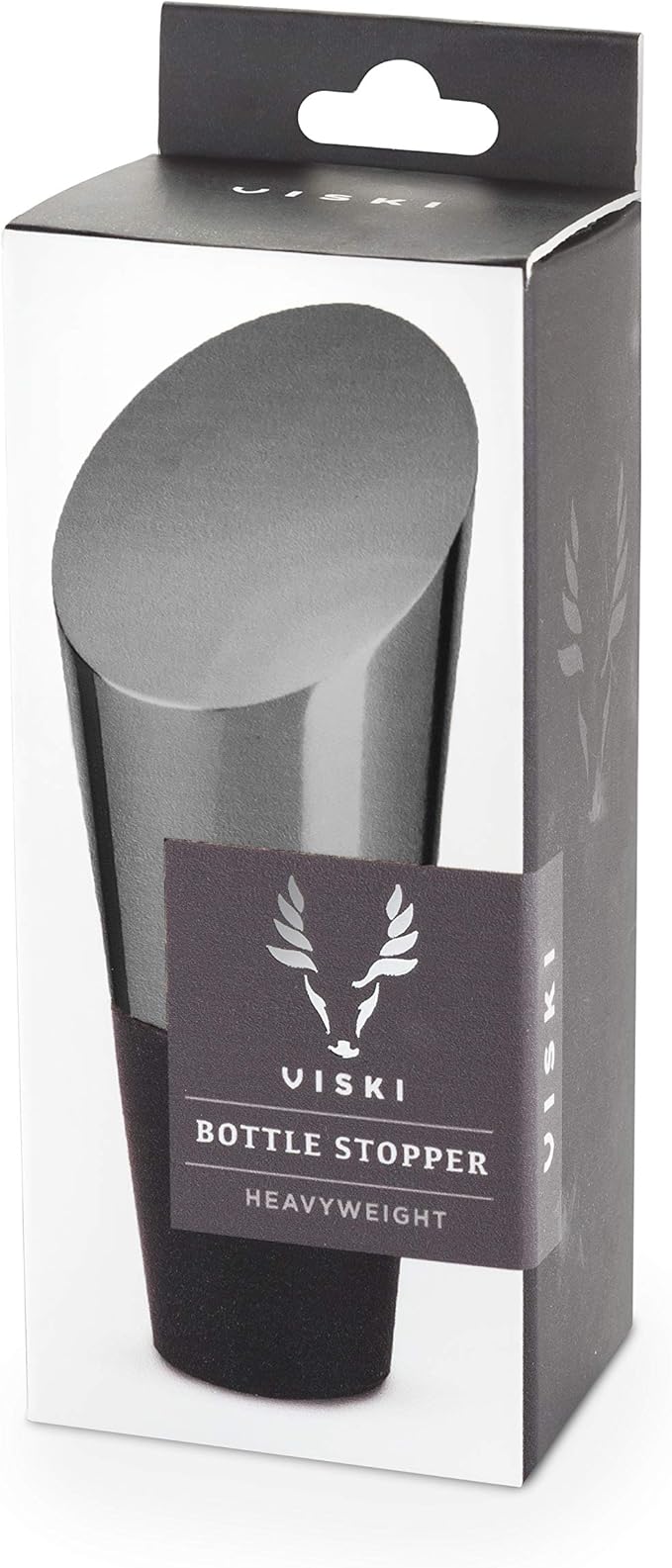Viski Heavyweight Bottle Stopper, Wine Bottle Stopper, Wine Preserver for Red and White Wines, Gunmetal with Silicone Seal, Set of 1