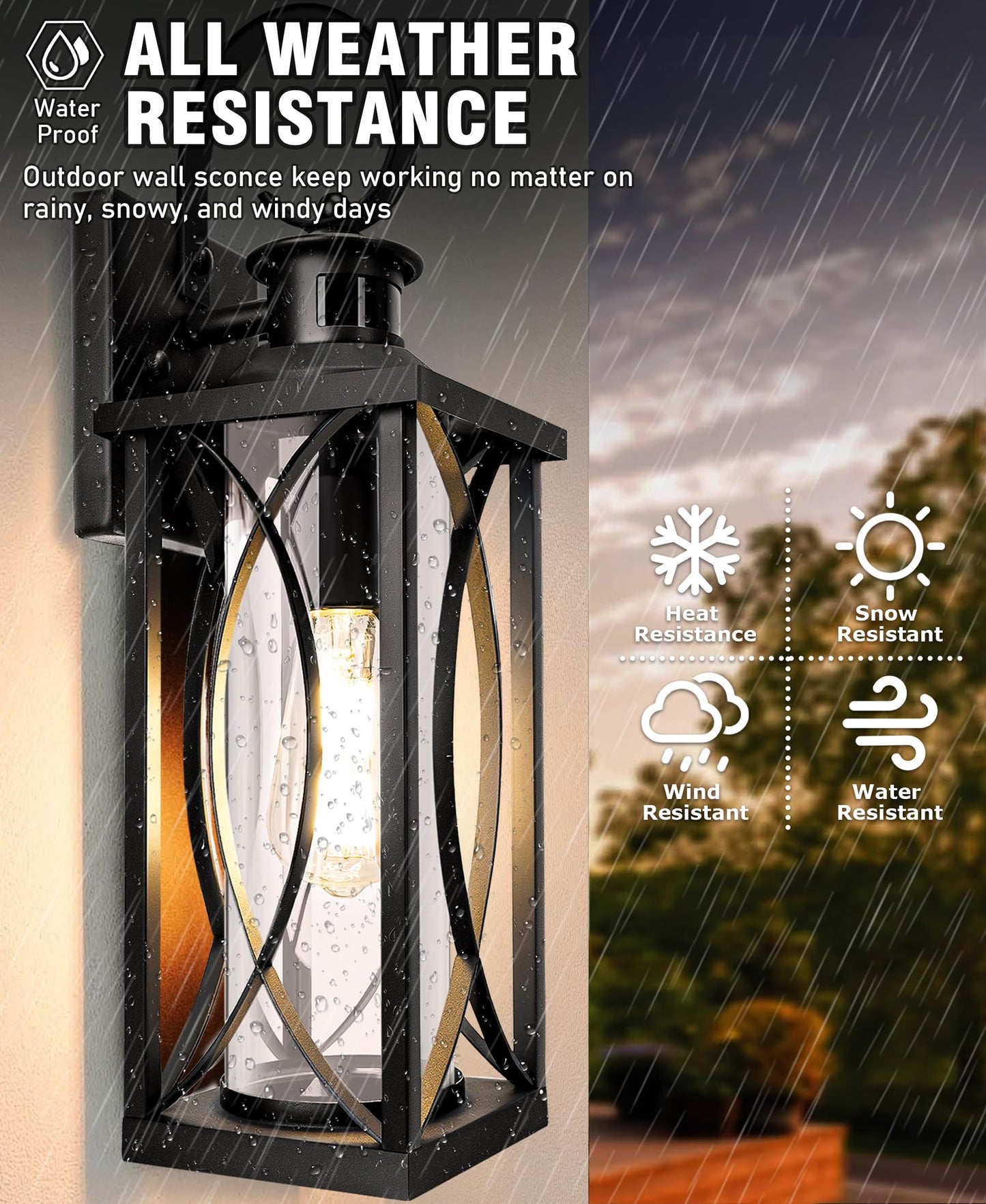 Dbf Motion Sensor Outdoor Wall Lights  2 Pack Outdoor Porch Lights Dusk To Dawn  Anti-Rust Exterior Light Fixture Waterproof With Glass & E26 Socket Wall Sconce For House Garage Patio Doorway  Black