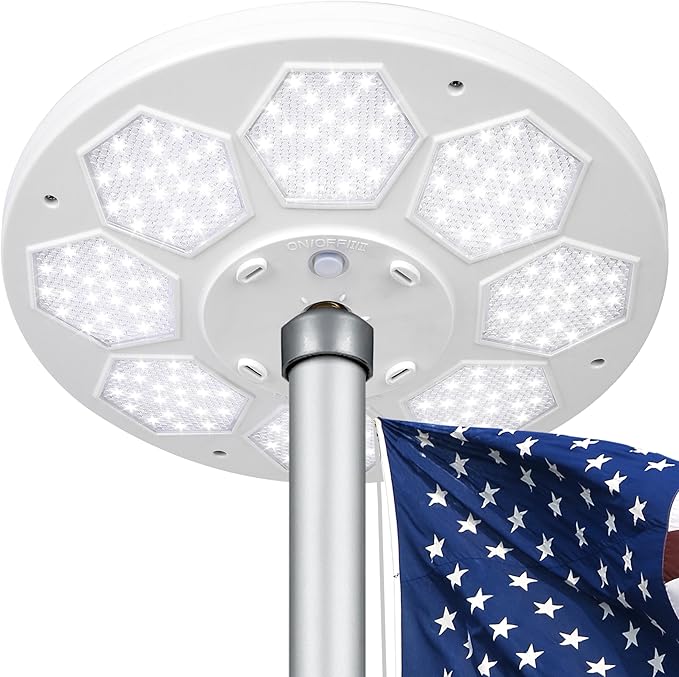 Aurolit Flagpole Light Solar Powered, 6 Updated Ultra Bright 160 LED for 15-25 Ft Poles, 15 Hour Dusk to Dawn Auto On/Off,...