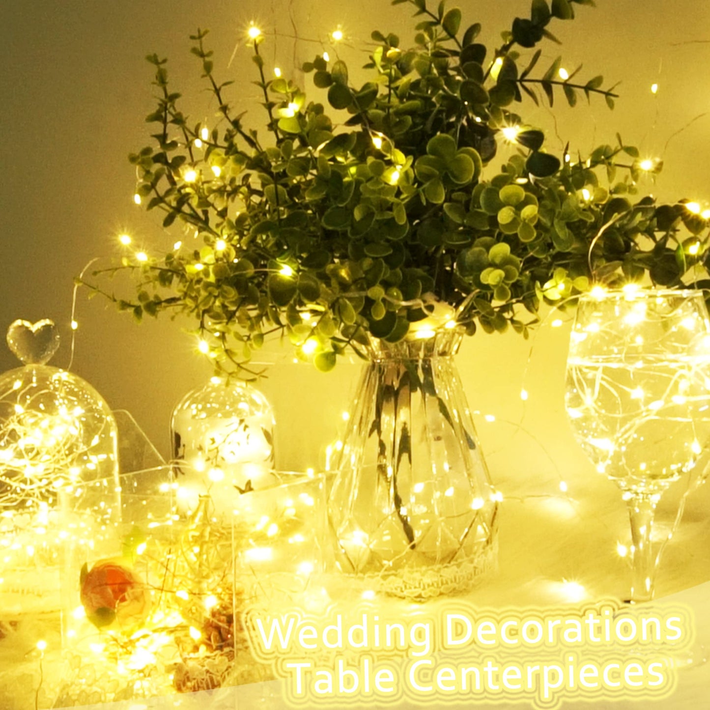SmilingTown 20 LED Fairy Lights - 6.6FT Silver Copper Wire, Waterproof, Warm White, Battery Operated for Party, Wedding, Christmas Decorations