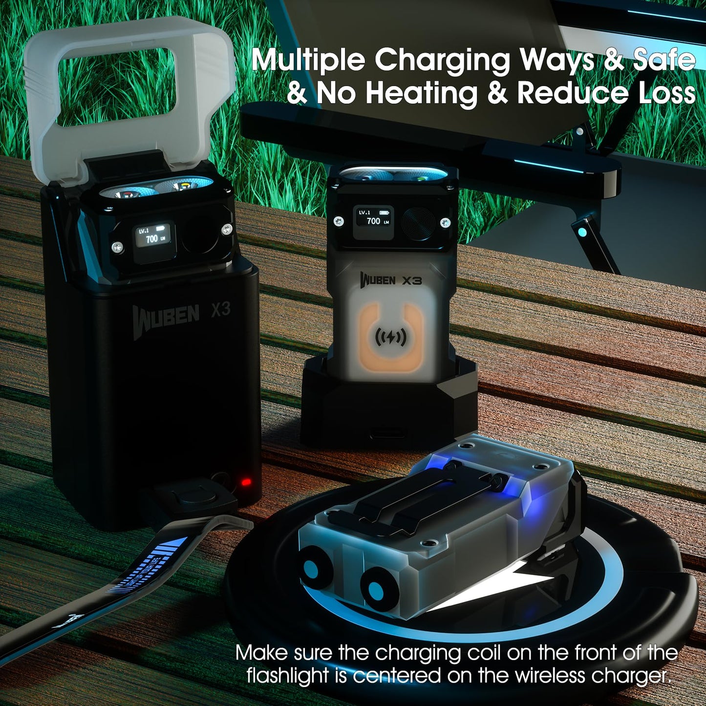 WUBEN X3 Mini Rechargeable Flashlight 180? EDC Keychain Type-C IP65 Waterproof Black