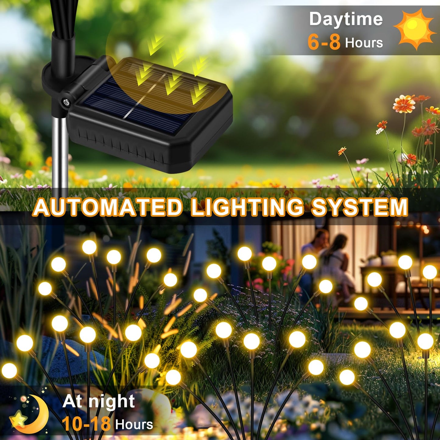 NBQQ Solar Garden Lights Outdoor,2 Pack 16LED Waterproof Solar Powered Lights for Yard Pathway Patio, Swaying Lawn Decor as Gardening Gifts for Women Holiday