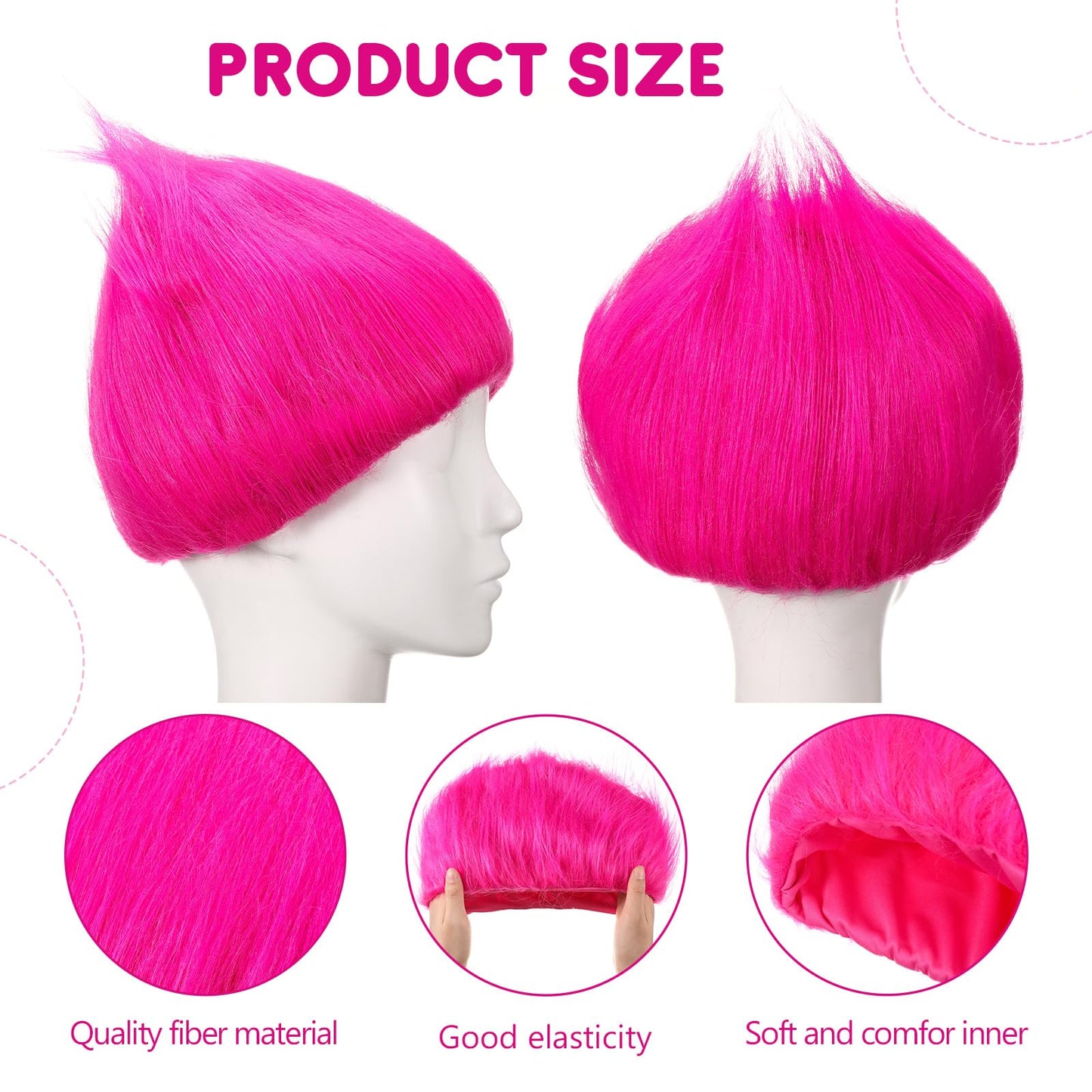 Geyoga 2 Pcs Unisex Funny Wig Hairy Costume Funky Hairband Crazy Wig Hair for Halloween Costume Party (Royal Blue,Rose Red)