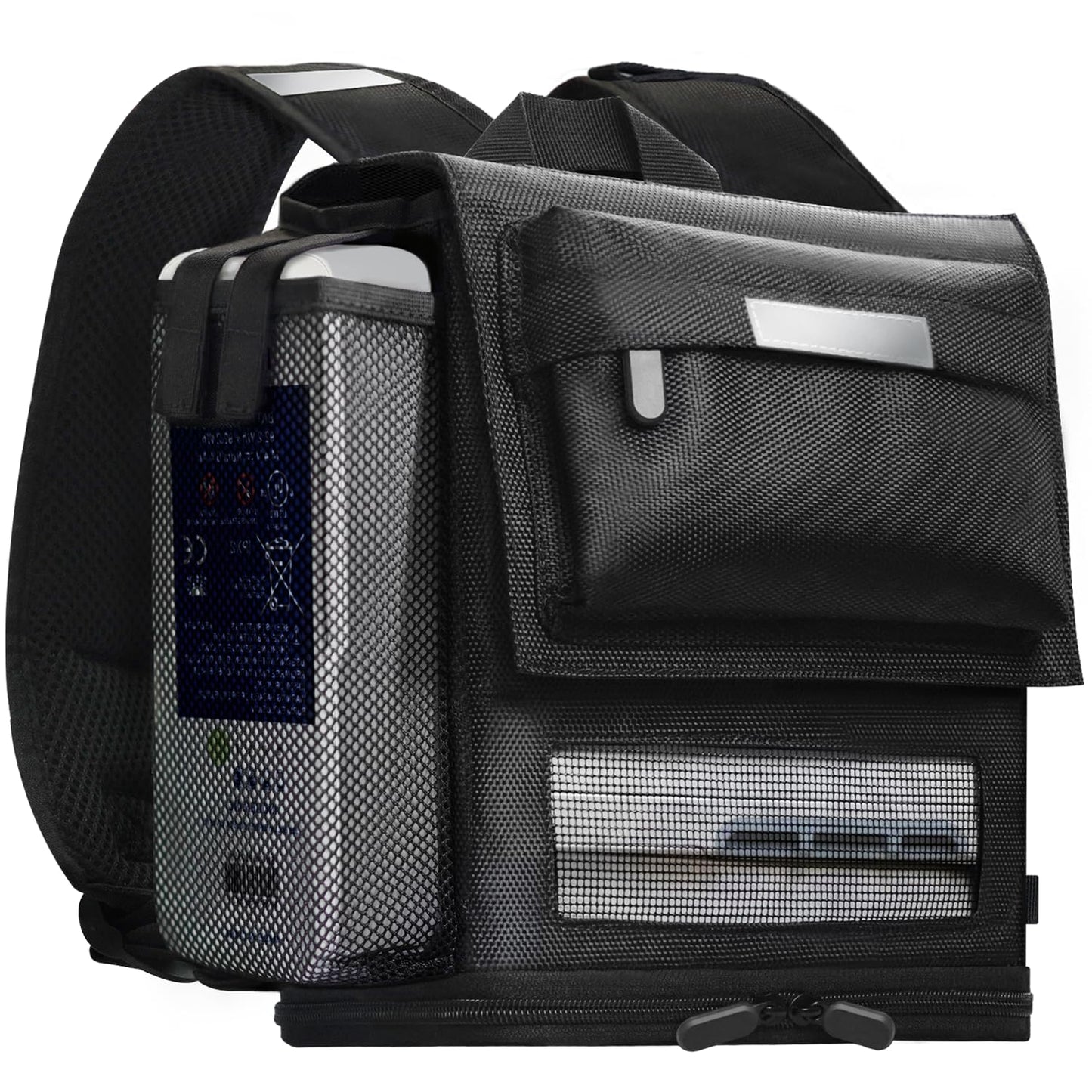 Glucomfy - Ultralight and Rugged 360 Ventilated Backpack for Inogen One G5/Rove 6/OxyGo Next Portable Oxygen Concentrator - 1680D Fabric, Reflective Safety Straps, Trolley Sleeve