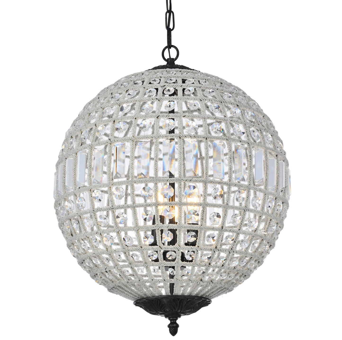 Elegant Lighting 1205D18DB/RC 3-Light Pendant Lamp, Dark Bronze Finish, 18in Depth x 25.5in Height, Steel and Crystal