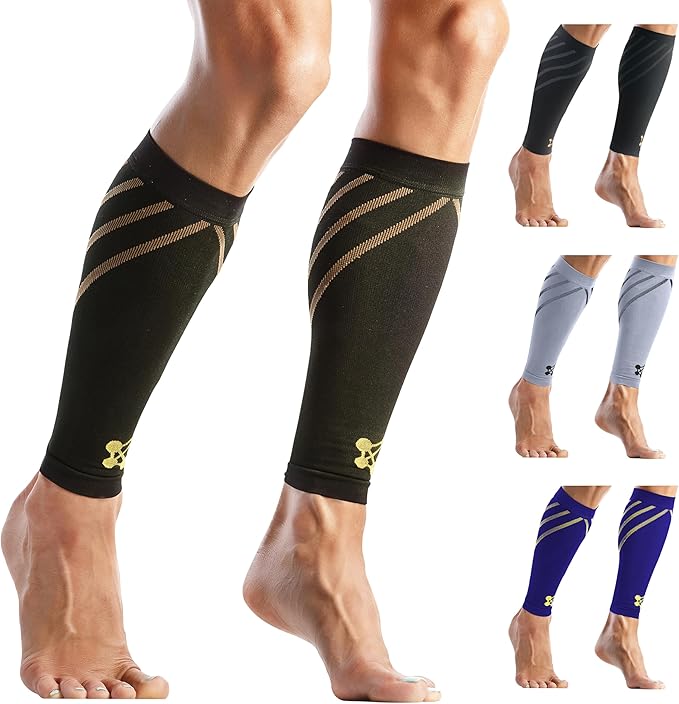 CopperJoint Calf Compression Sleeve for Men & Women, Footless Leg Support Sleeve, Wide Calf Friendly Fit, Breathable Coppe...