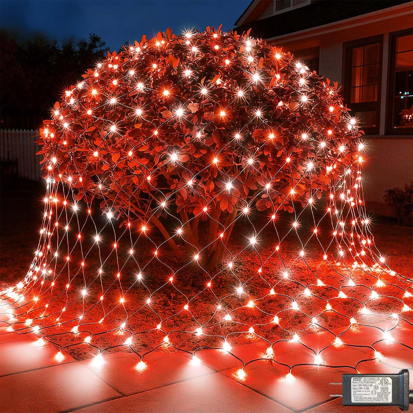 Lithome 14.8Ft X 5Ft Christmas Net Lights Outdoor  300 Led Red White Bush Lights With 8 Modes  Connectable Waterproof Net Mesh Light Dark Green Wire For Bushes Shrubs Outdoor Christmas Holiday Decor