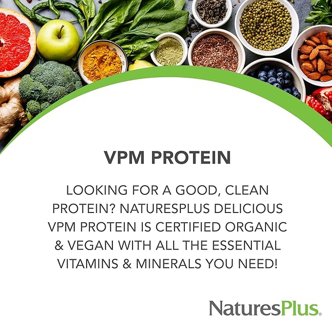 Natures Plus VPM Protein, Unflavored - 1.16 lbs - with Quinoa, Pea & Coconut Protein - Organic, Vegan, Soy & Gluten Free - 15 Servings