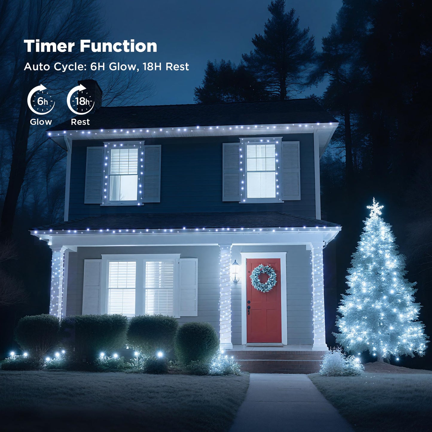 Wbao Christmas Lights Indoor Outdoor 500Led 174Ft  Super Bright Led Christmas String Lights With Ul Certified  8 Lighting Modes  Timer  Memory & Waterproof For Trees  Patio  Party Decor  Cool White