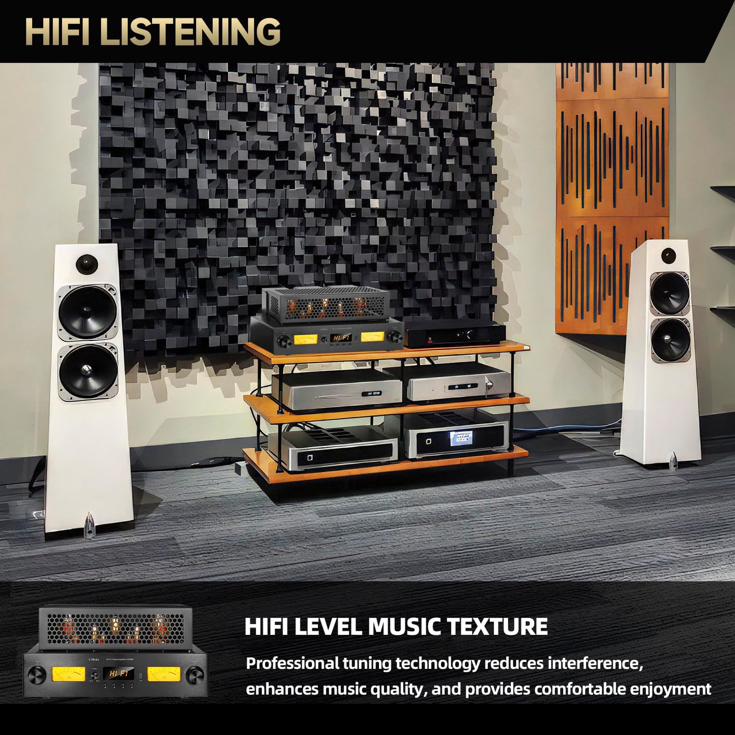 CrBoke KT88 480W Class A Tube Amplifier with APTX-HD Bluetooth & Subwoofer Output