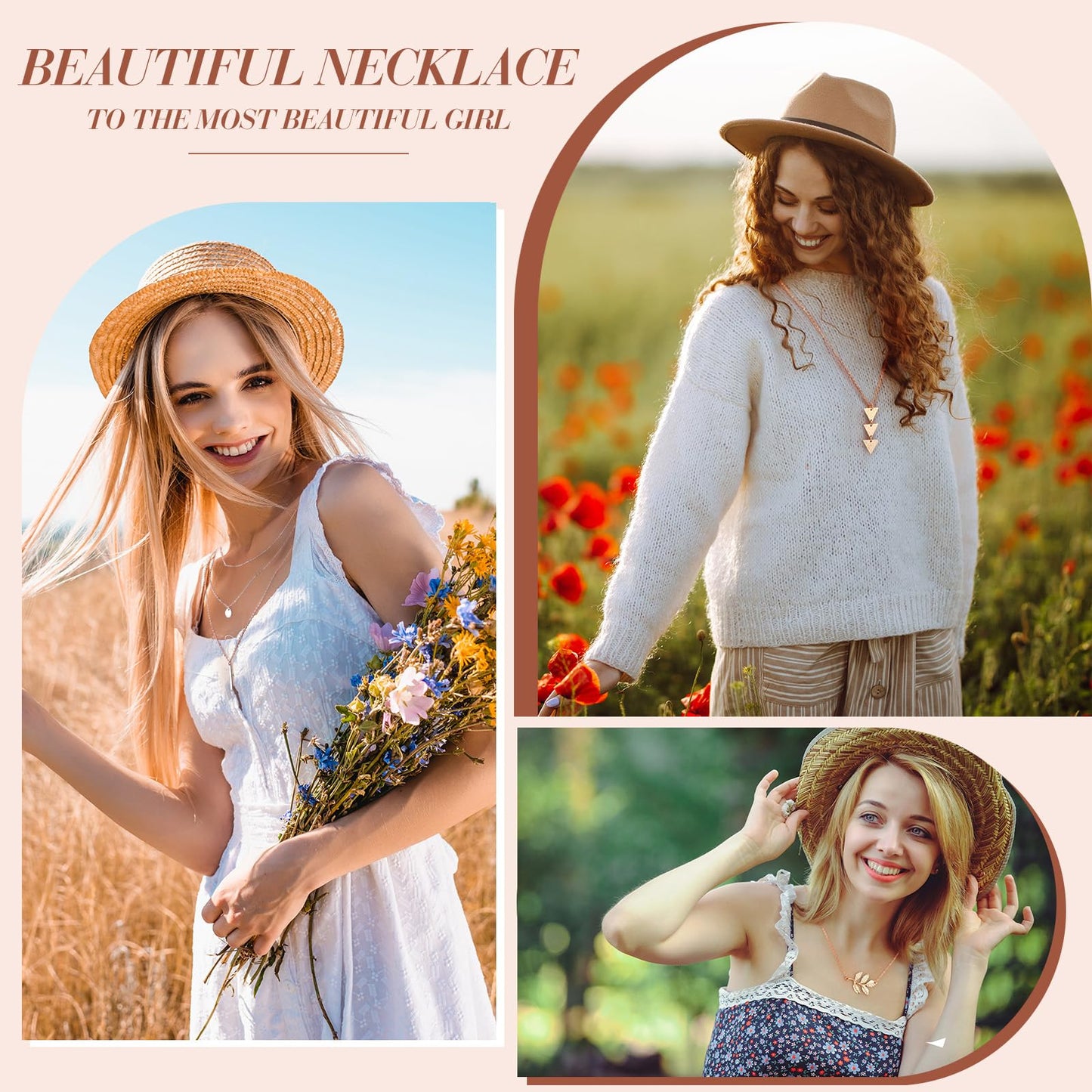 Hicarer 12 Pieces Long Pendant Necklace Set Y Tassel Leaf Circle Bar Necklace for Women (Chic Style)