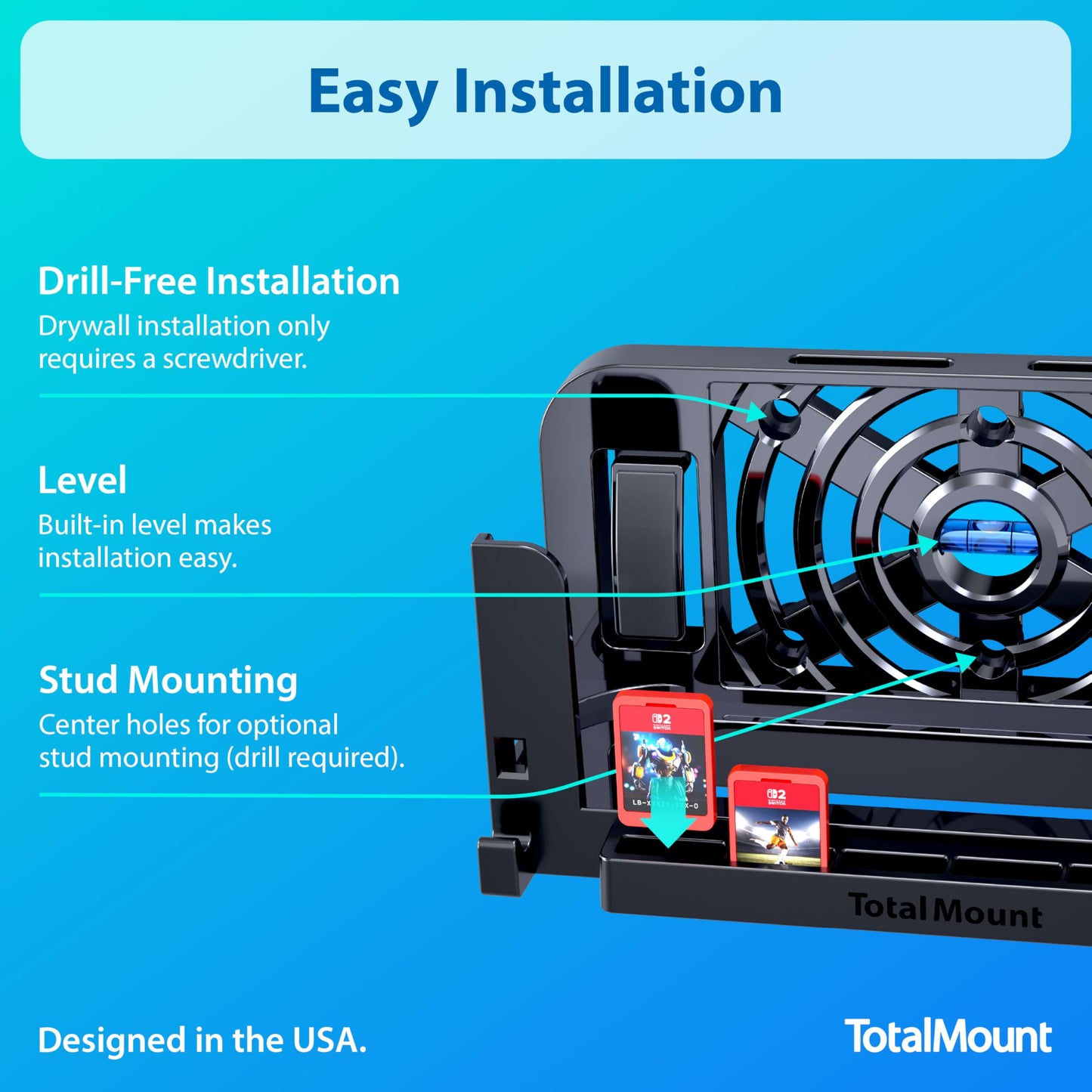 TotalMount Wall Mount for Nintendo Switch 2 (Mounts Switch 2 by TV) – Switch 2 Black