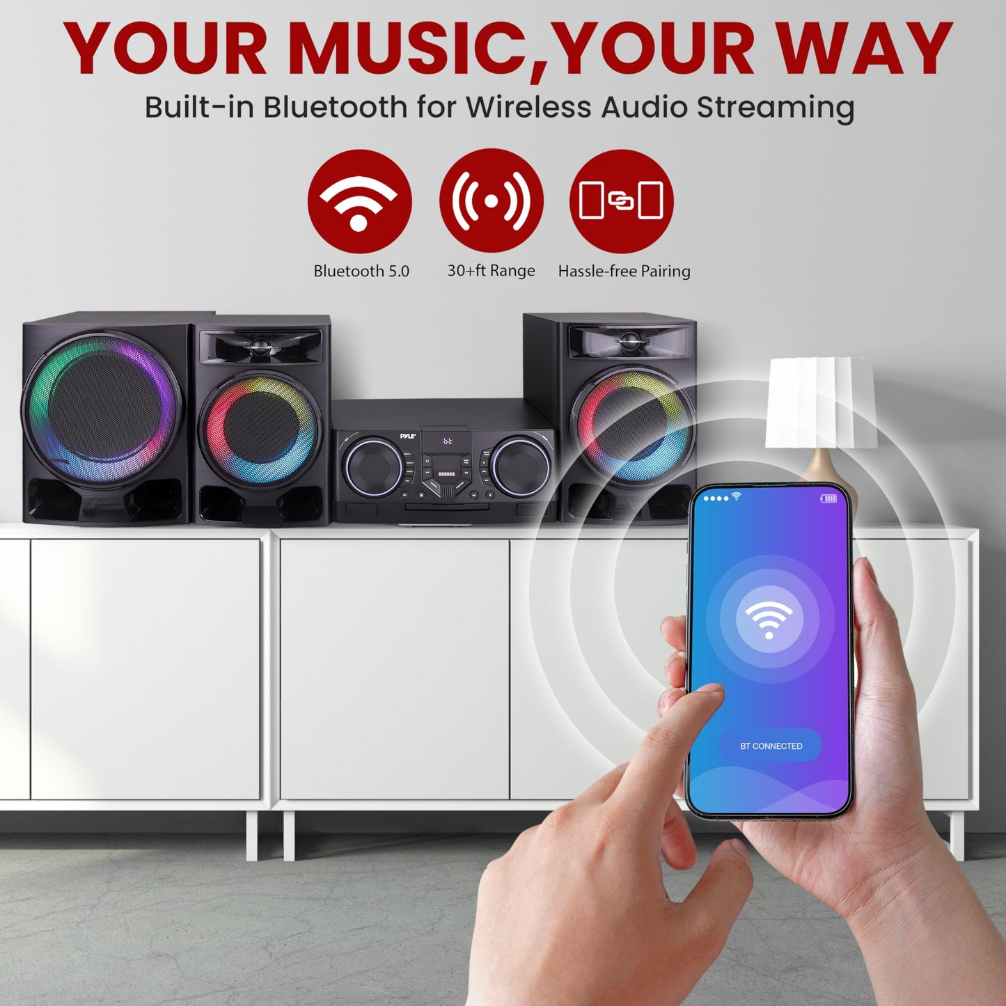 Pyle 4-Piece Bluetooth Stereo System - Mini Hi-Fi Bookshelf Stereo System With Usb Recording, Fm Radio And Remote Control, Dvd/C